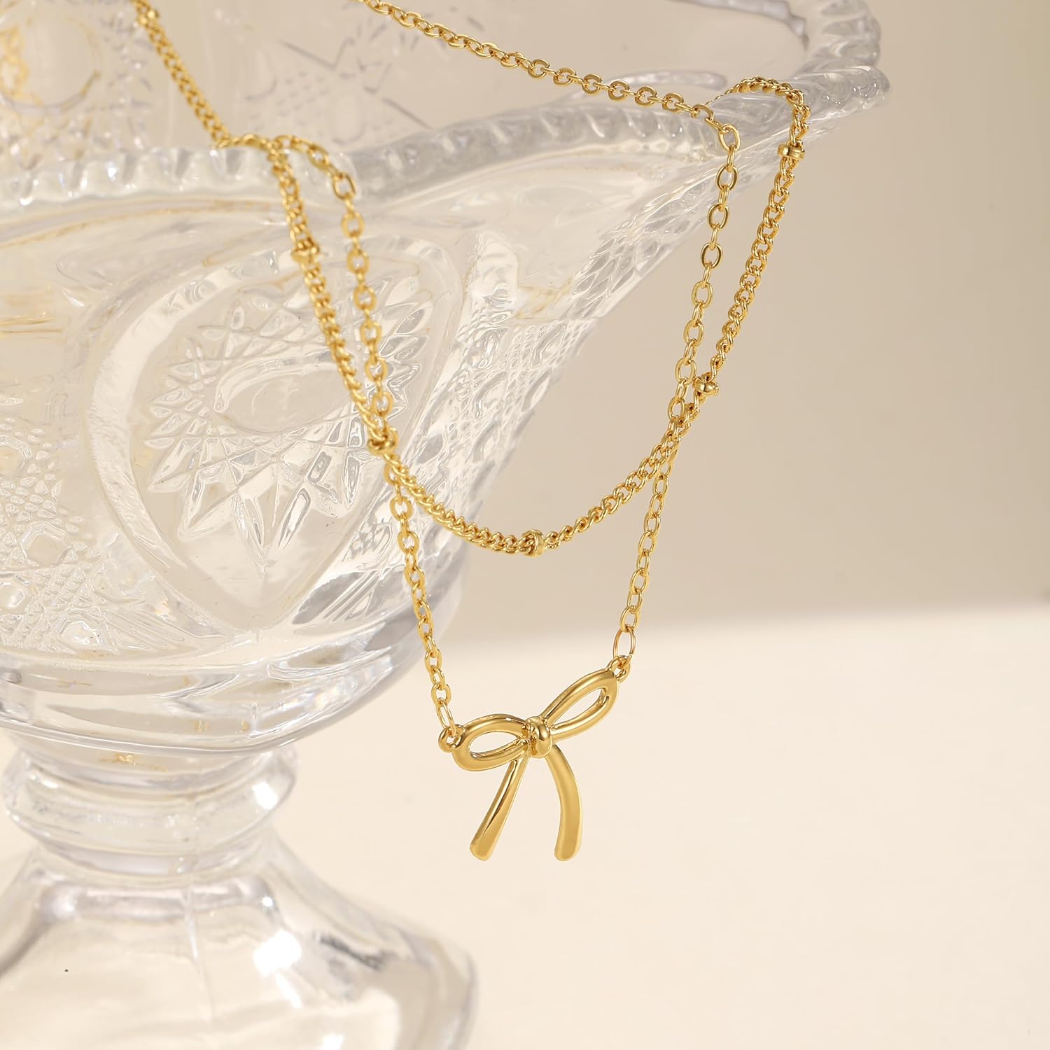 Gold Necklace for Women Dainty Gold Bow Necklace 14K Gold Plated Cute Bow Choker Necklace Small Bow Pendant Charm Necklaces Trendy Christmas Jewelry Gifts for Women - Image 7