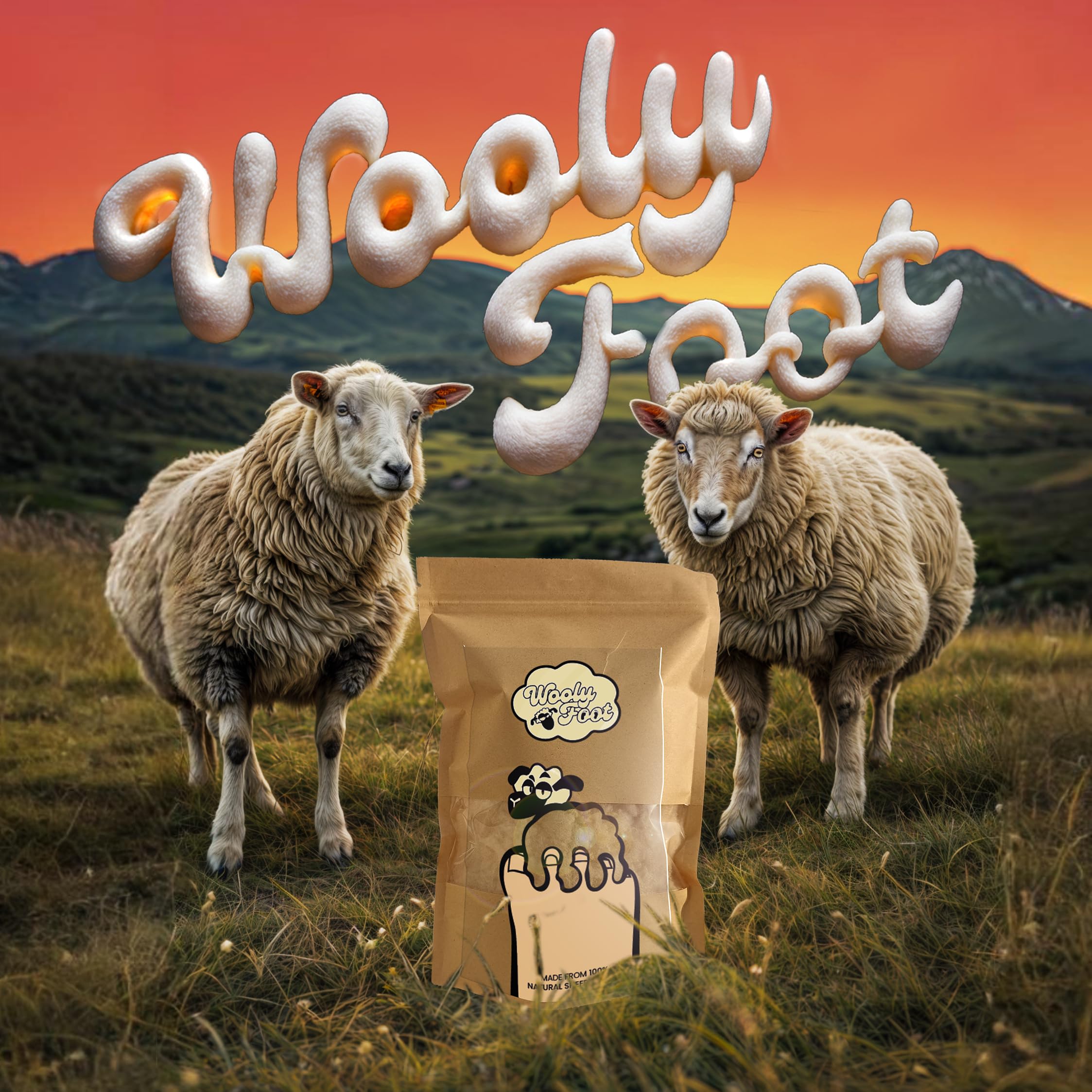 WoolyFoot - Lana de oveja rica en Lanolina para prevención de ampollas y alivio de presión en los pies | Protección sostenible y biodegradable para los pies | Paquete de 30 g (25-35 aplicaciones)
