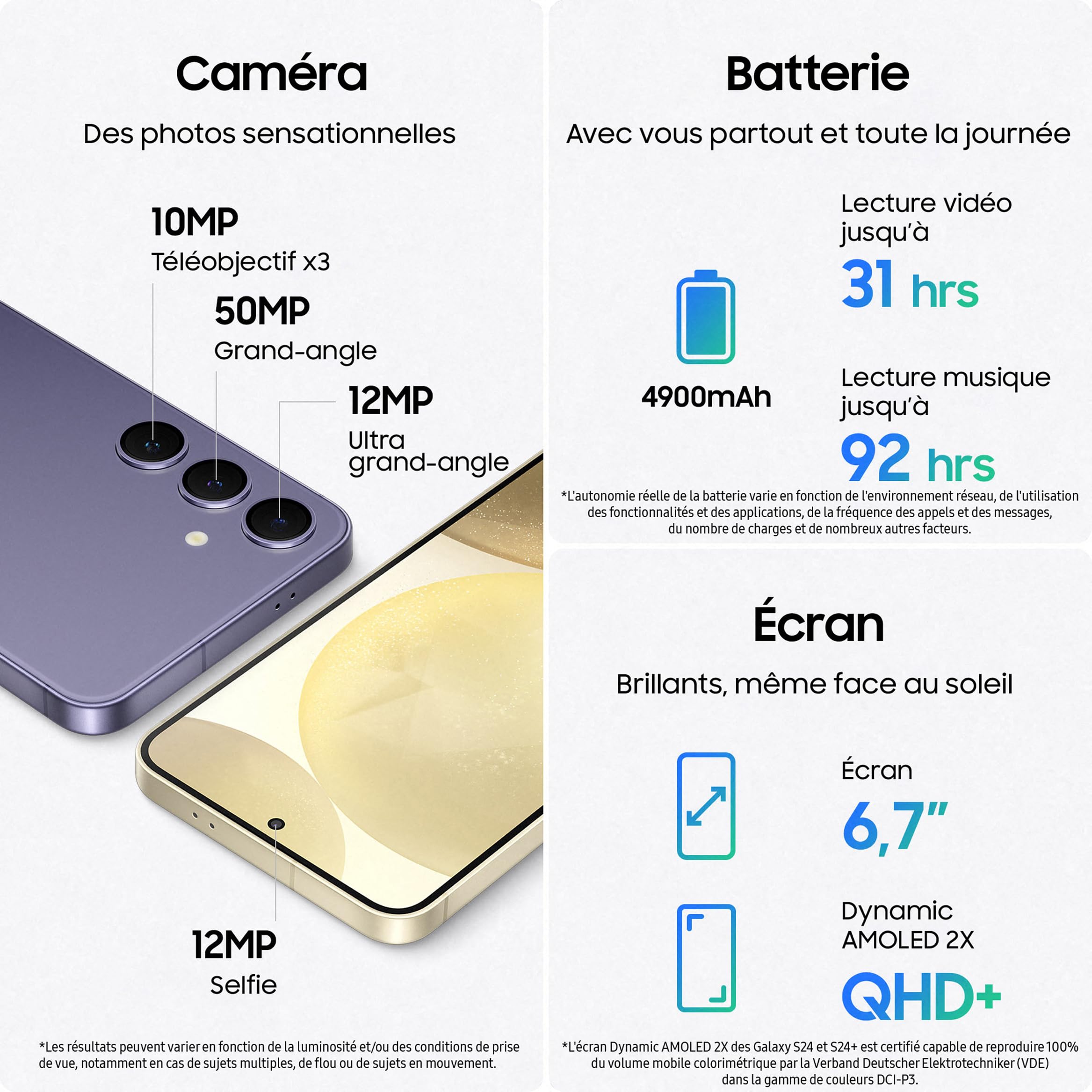 Samsung Galaxy S24 +, Smartphone Android 5G, 512 Go, Chargeur Secteur Rapide 25W Inclus [Exclusivité Amazon], Smartphone déverrouillé, Argent, Version FR