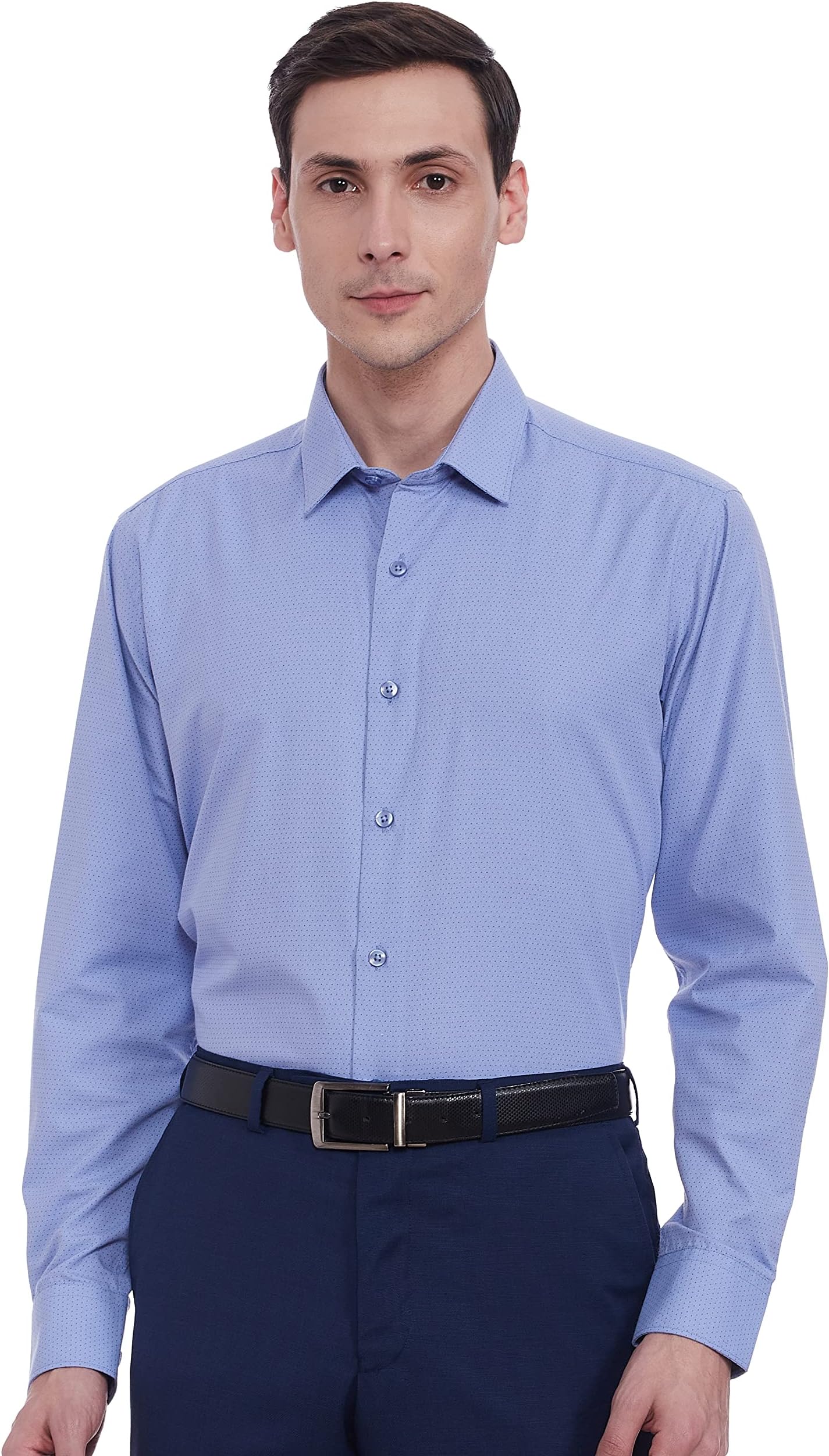 Men's Solid Regular Fit Full Sleeve Formal Shirt, SYMDOBBY152_Grey, 42
