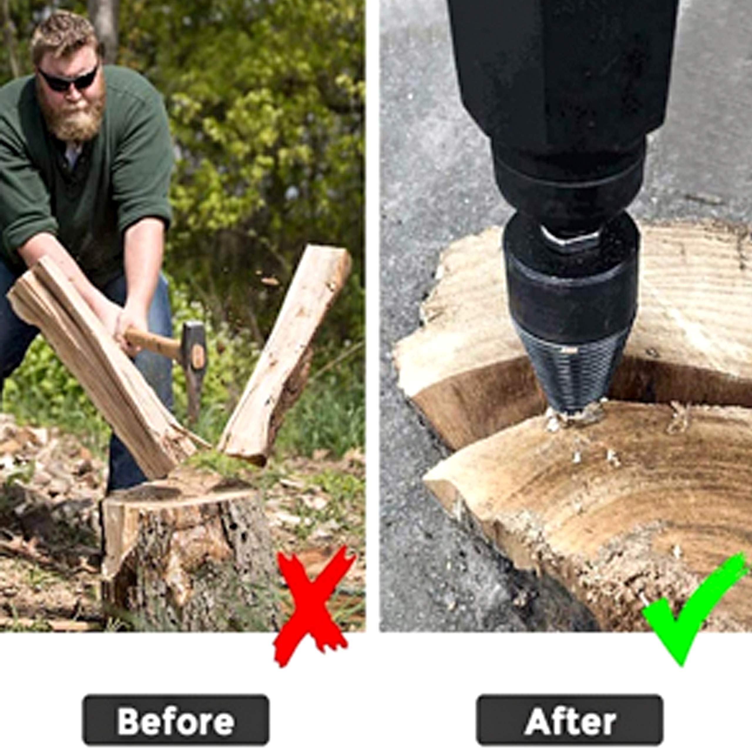 Legna da Ardere Spaccalegna Smontabile Coni Kindling Legno Spaccatura Tronchi Bit Log Splitter Vite Cono Accensione Legna Da Ardere Splitter per Uso Domestico Elettrico Trapano