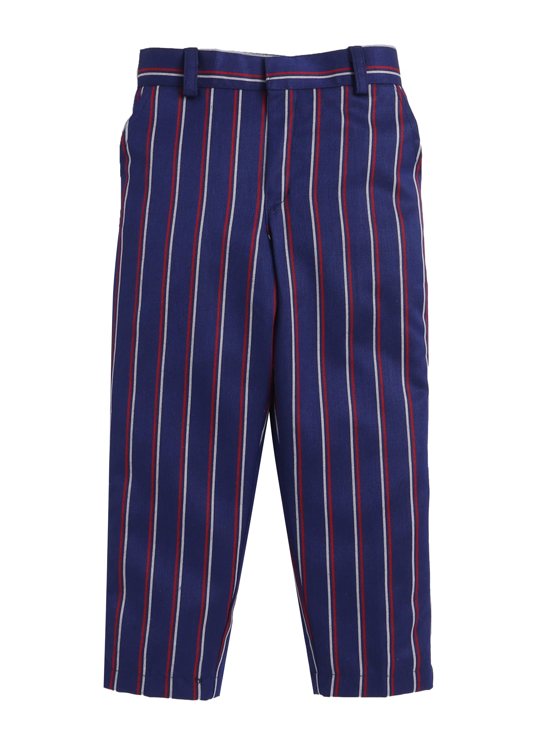 Jeetethnics Boys Navy Blue Striped Coat Suit Set with Waistcoat Shirt and Trousers (9081BH) 1
