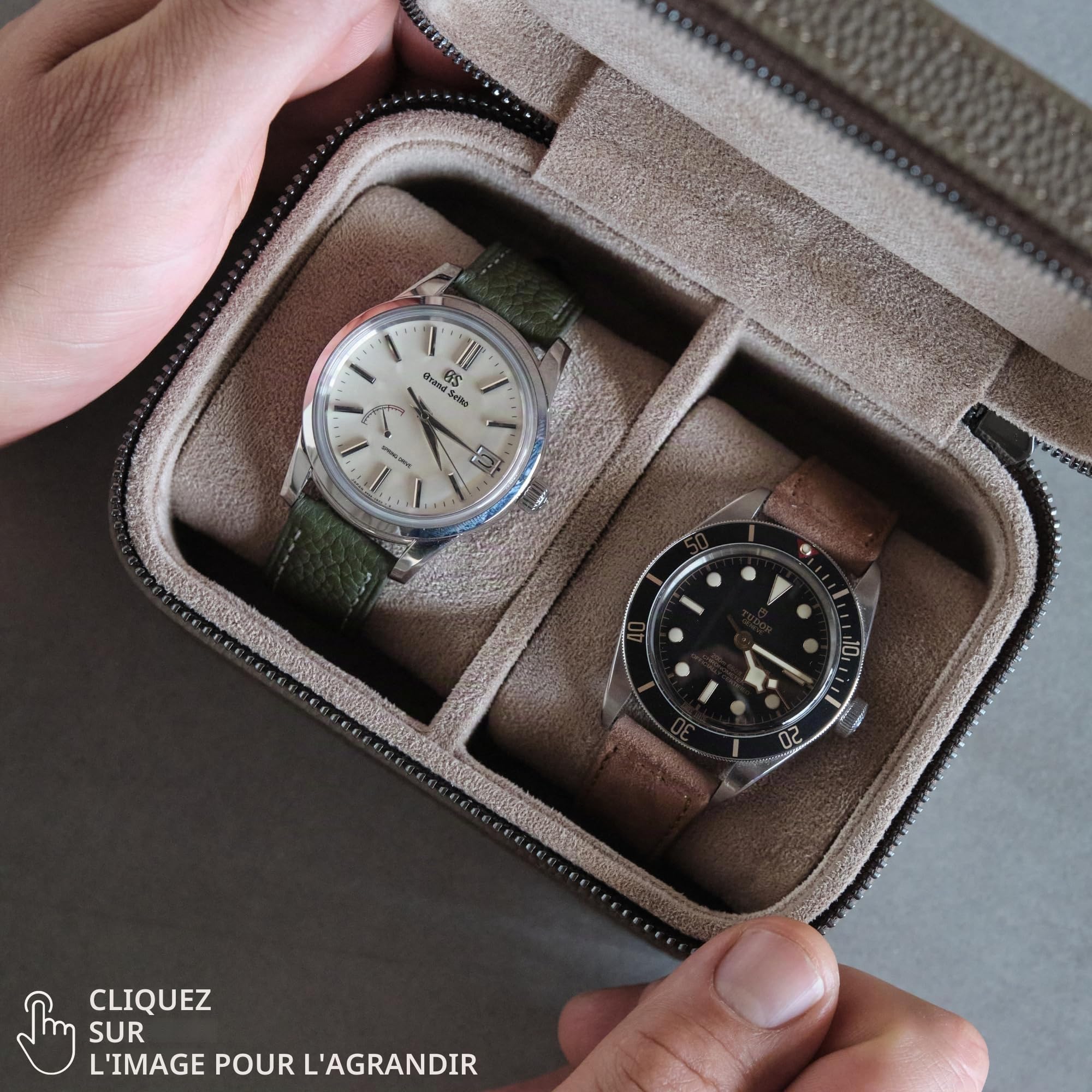 TAWBURY Étui en cuir pour montres de voyage – Boîte à montres pour 2 montres | Étui à montres pour femmes et hommes | Rangement de montres