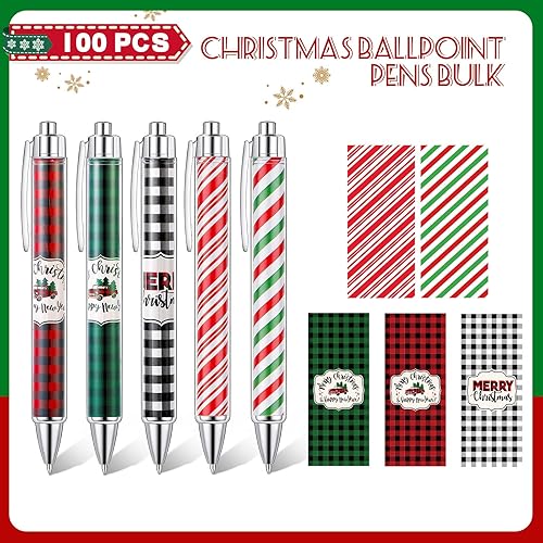Miniatura 2 de Tenceur 100 bolígrafos de Navidad, bolígrafos de tinta de gel de Navidad, bolígrafos novedosos de Navidad a granel, bolígrafo temático de Navidad,