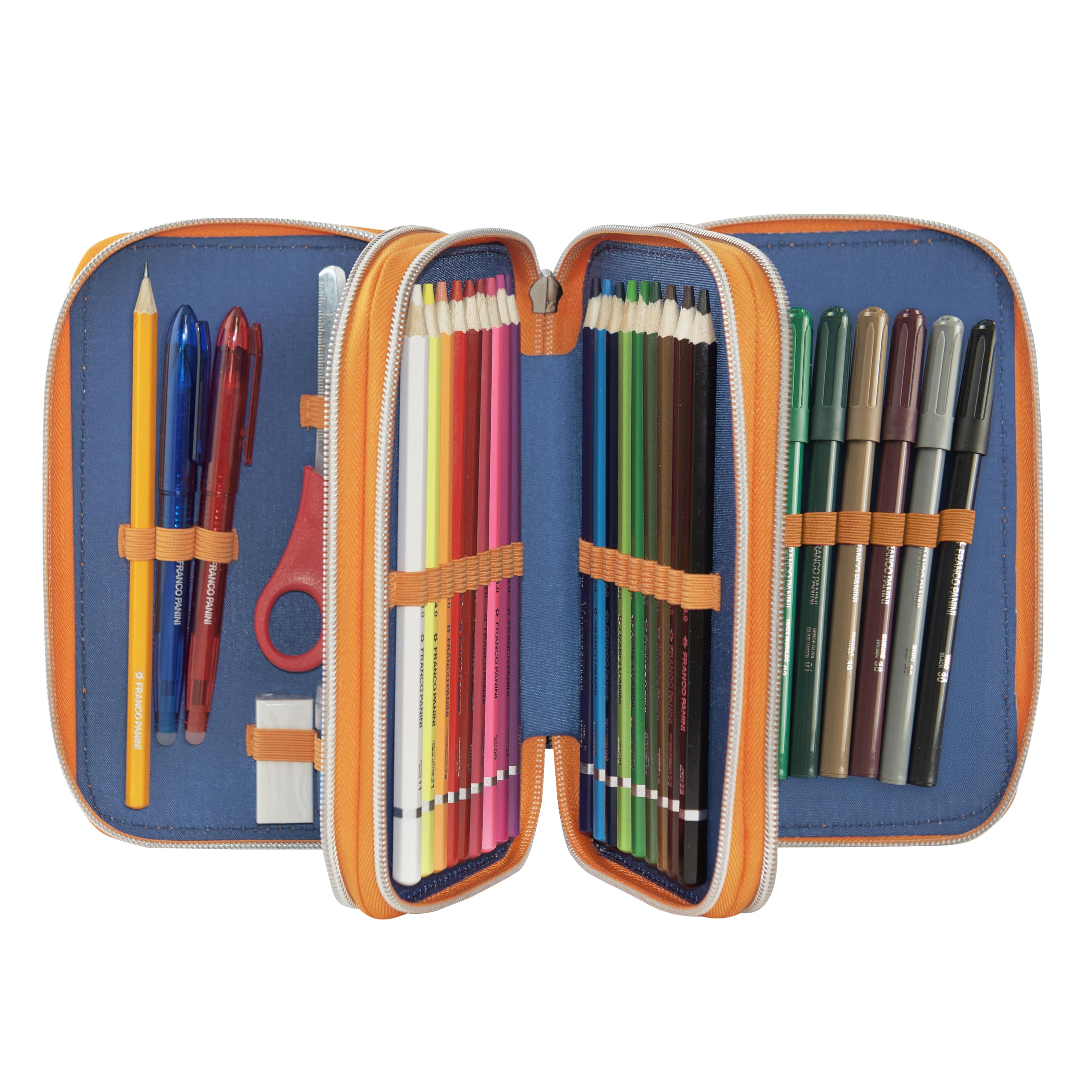 Franco Cosimo Panini Dragon Ball Super – Federmäppchen für die Schule, offizielles Dragon Ball, Federmäppchen mit 3 Fächern für Jungen und Mädchen, mit Schreibwaren-Set, löschbarem blauem Stift und