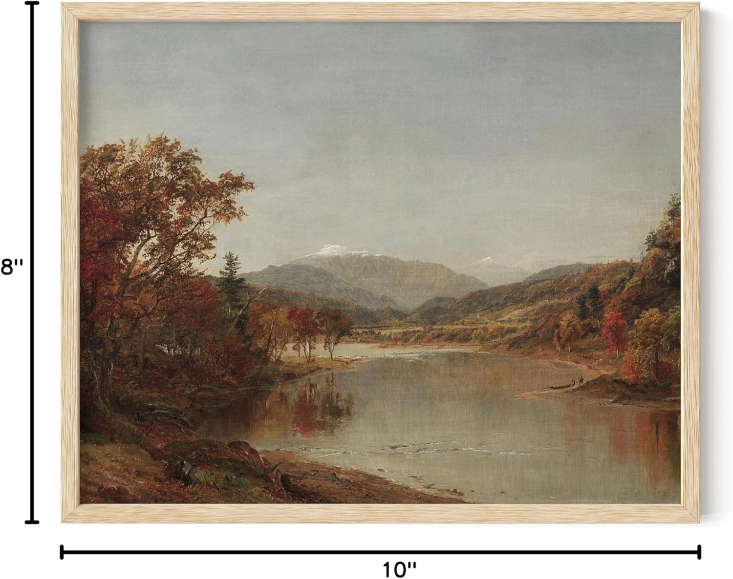 Vintage Fall Landscape Art Print in Wooden Frame