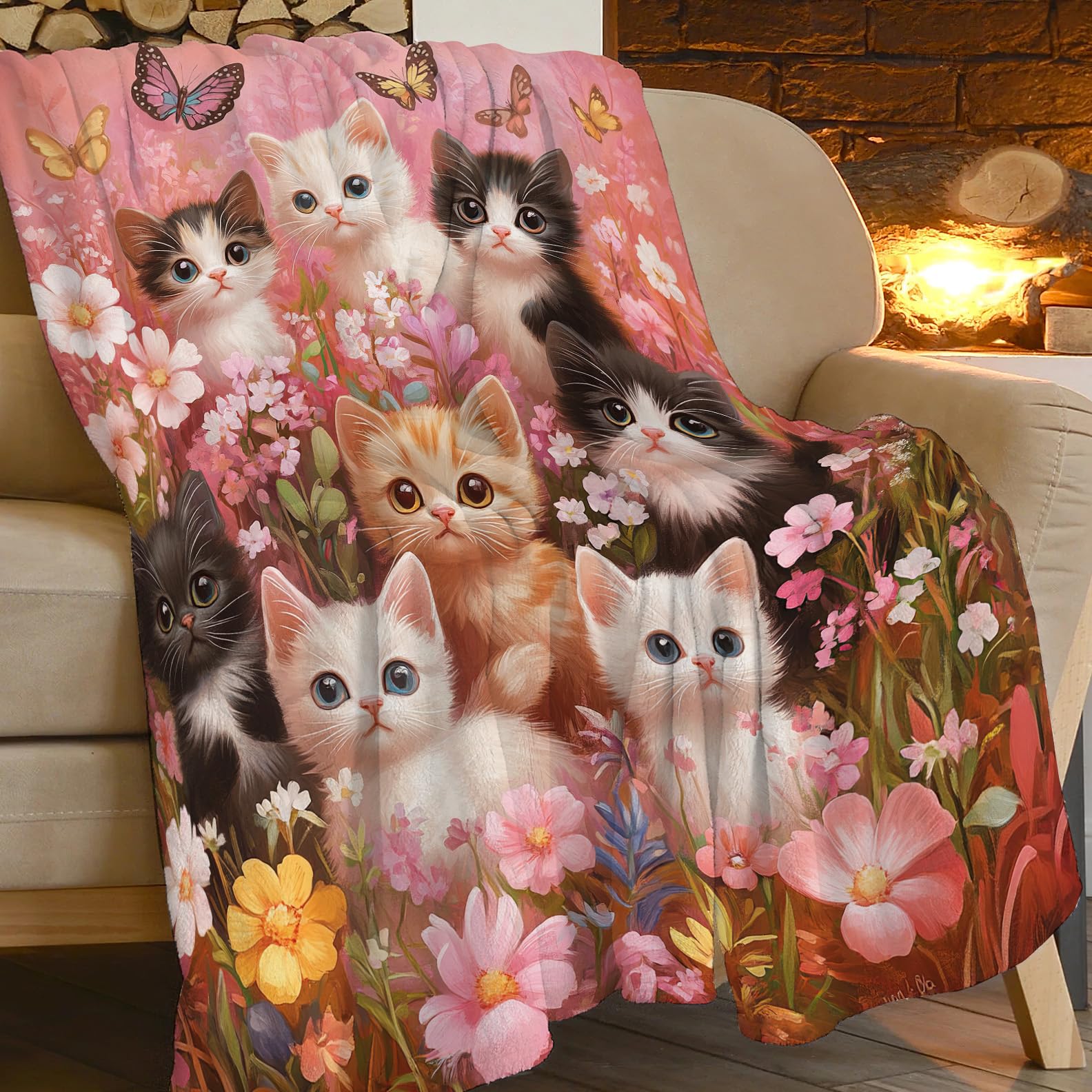 KeAan Chat Soldat Couverture Douce Et Chaude Confortable En Flanelle Polaire -Dessin Animé Couverture De Canapé - Enfant Adulte - All Saisons 50x60inch(127x152cm