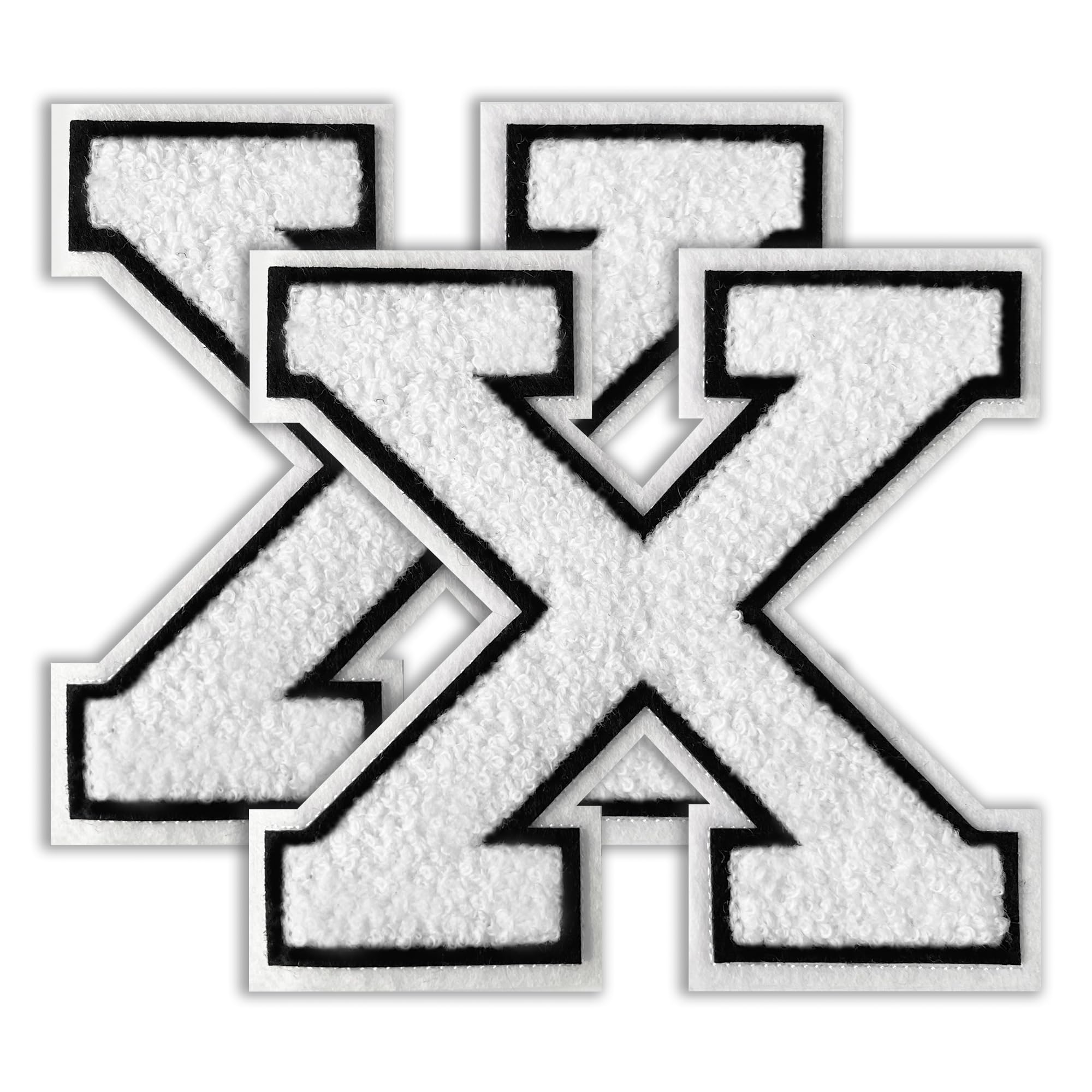 2PCS 4.5 Inch White Chenille Varsity Letter Patch - Iron On Letterman Jacket Patches for Clothing, Hats, Jeans, Bags & Backpacks