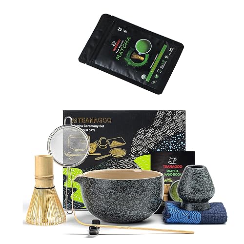 TEANAGOO Juego de 7 batidores de matcha con matcha ceremonial (1.06 oz30g)