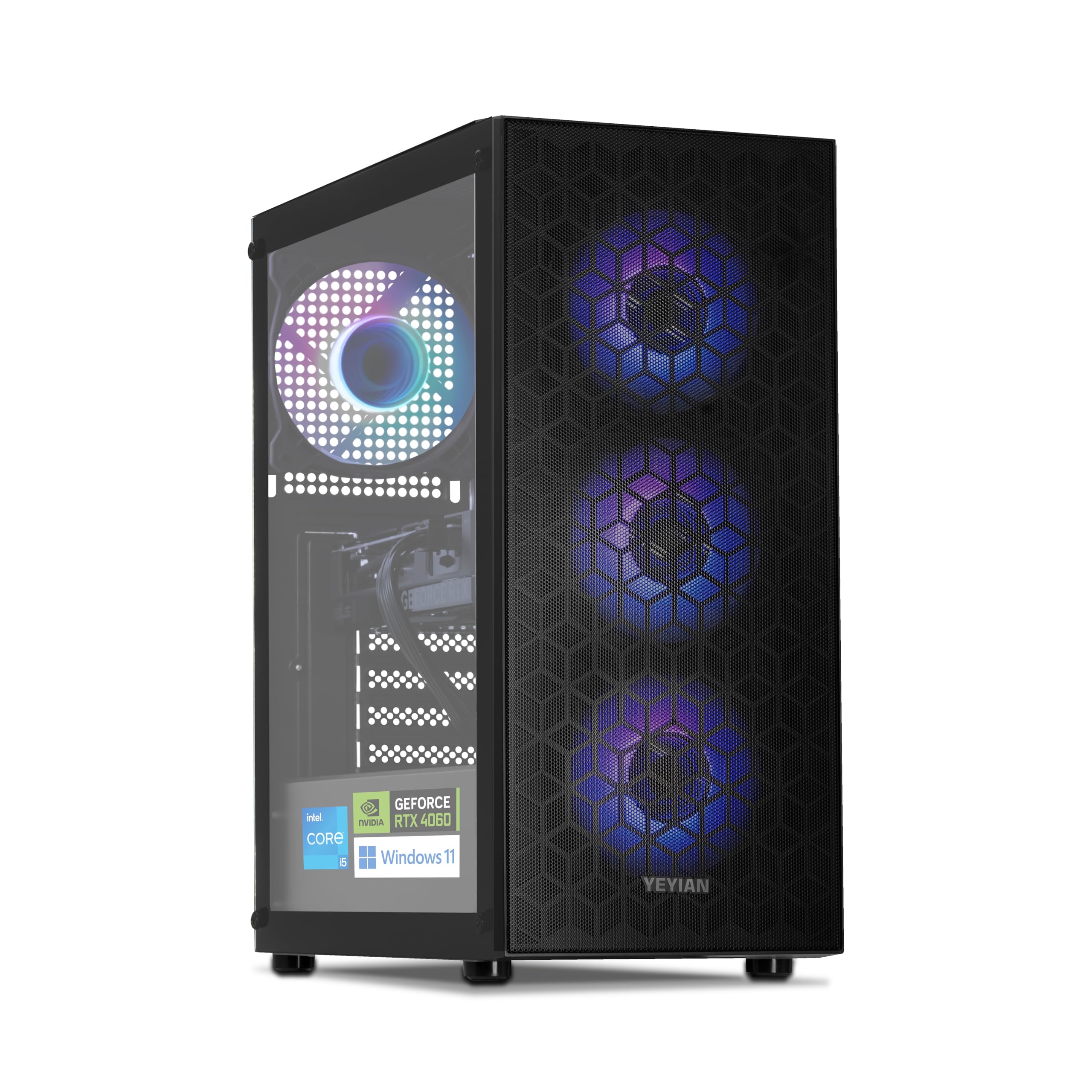 YEYIAN PC Gaming Esports VR Intel Core i5 12400F 6 Cores a 4,4 GHz | Nvidia GeForce RTX 4060 8GB | 16GB DDR5 5600Mhz | 1TB SSD NVMe Gen3 | WiFi 6 + BT 5.2 | LAN 2.5 GB | Win 11 Pro | AI Powered