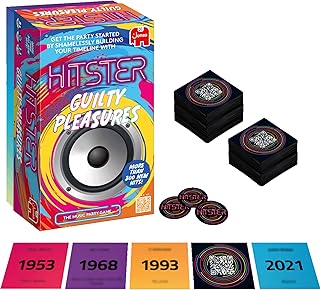 Comprar Hitster Guilty Pleasures - The Music Party - Juego de Mesa, Cartas y Preguntas para Tus Canciones más queridas y cursis - Más de 300 Canciones Nuevas - Adivina la canción, año y Artista - Juegos para