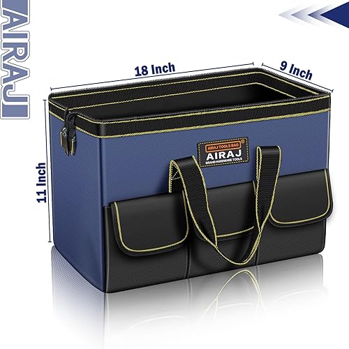 Miniatura 2 de AIRAJ Bolsa de herramientas de 18 pulgadas, bolsas de herramientas de boca ancha para hombres, organizador de herramientas para reparaciones del