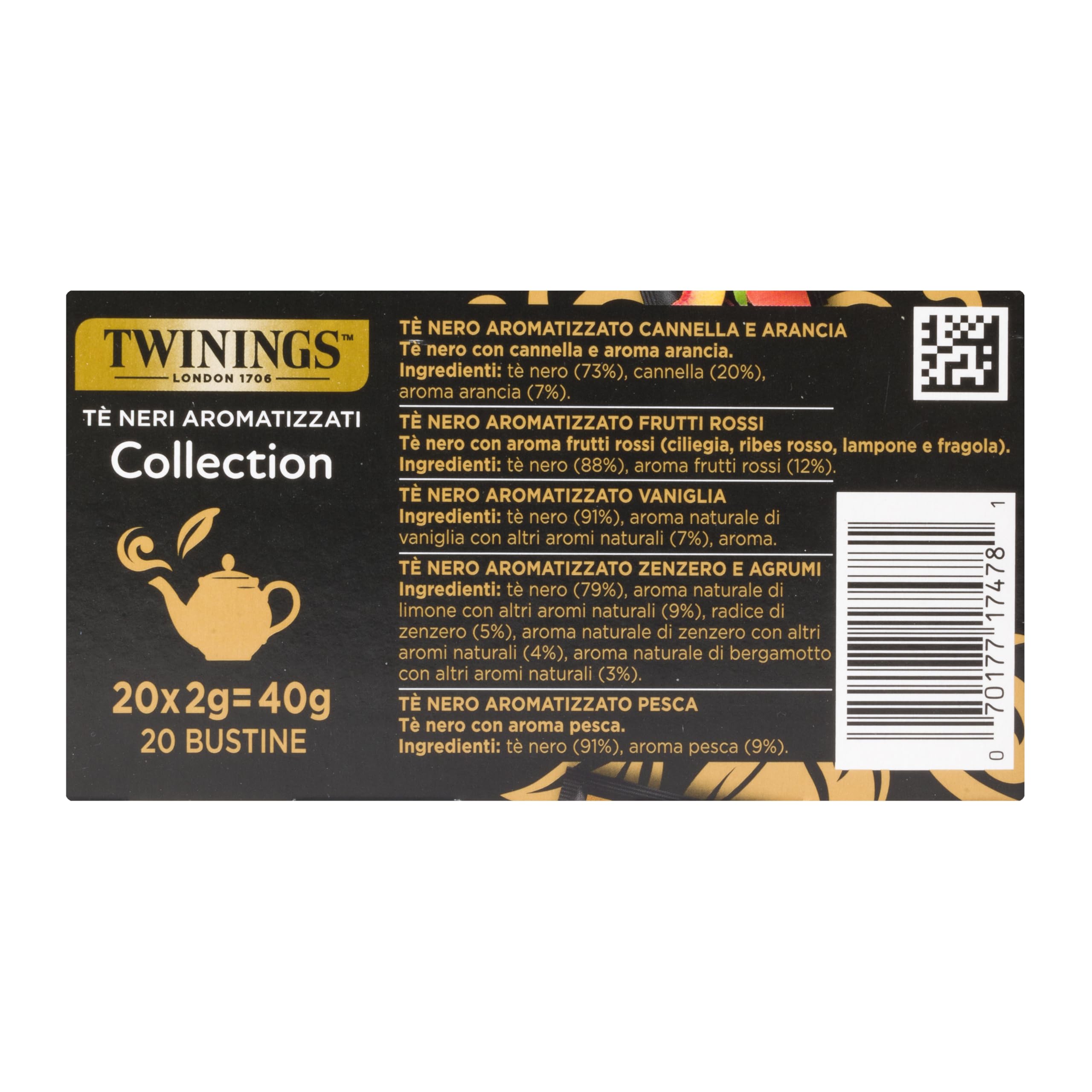 Twinings, Tè Neri Aromatizzati Collection, Selezione di Cinque Varietà di Tè Nero Aromatizzato alla Frutta, Fiori e Spezie, 8 Confezioni da 20 Filtri (160 Filtri Totali)