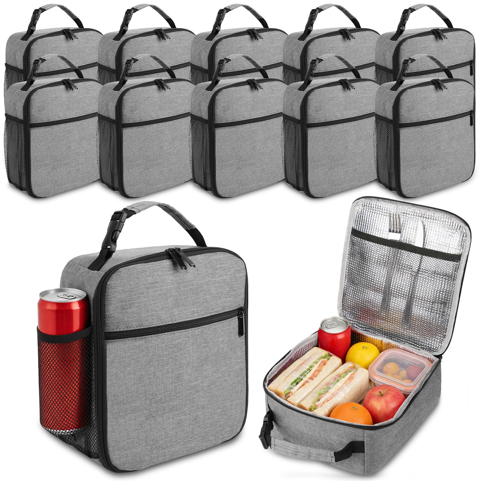 12 Pack lunch box Bulk Insulated Reusable Lunch Bags with Aluminum for Women Men Girls Leakproof lunch boxes