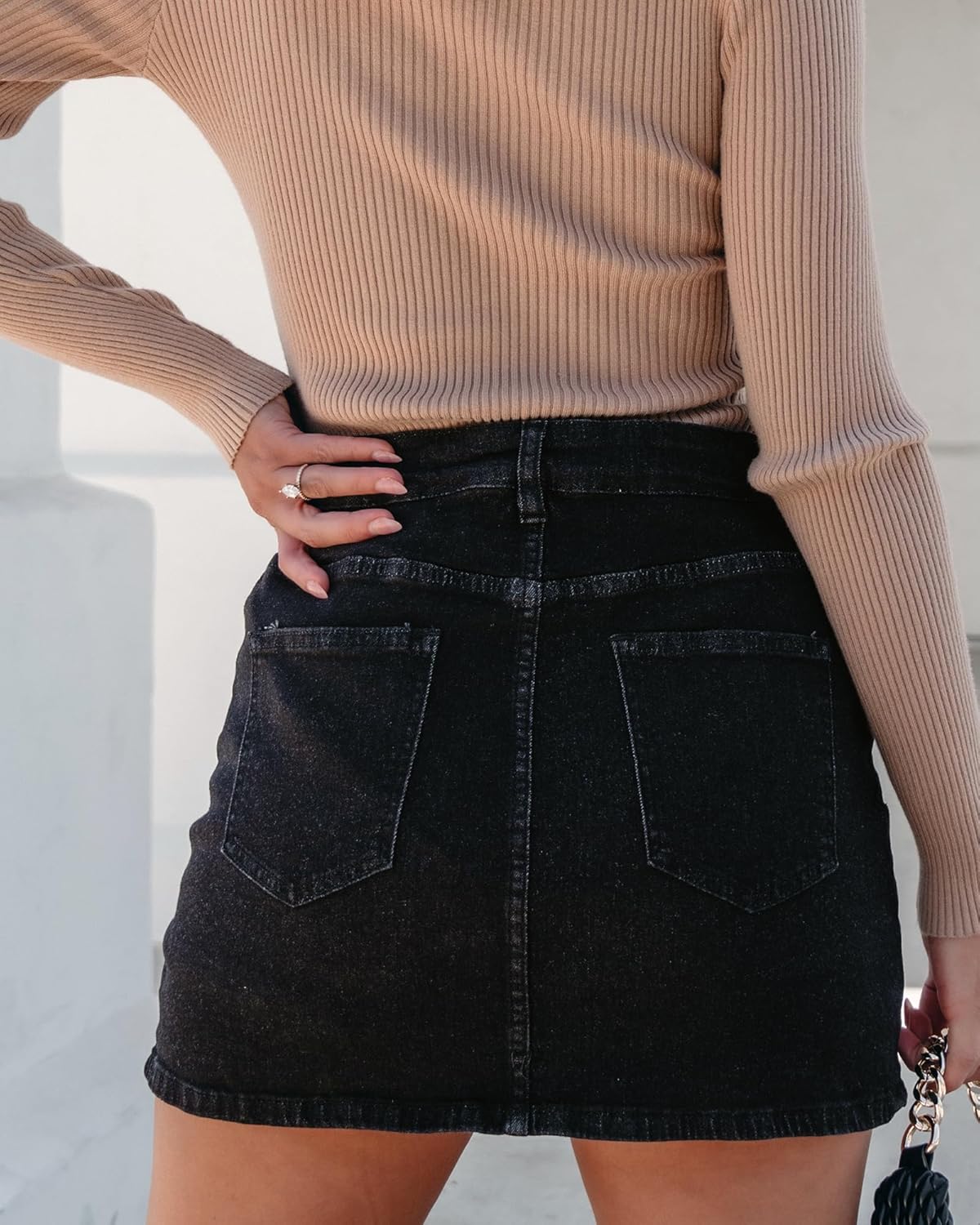 Chic High-Waisted Denim Skorts with Slit: The Perfect Blend of Comfort and Style