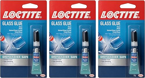 Loctite Pegamento para vidrio, apto para lavavajillas, se seca transparente y rápido, funciona en vidrio tintado, plástico y metales, tubo de 0.07