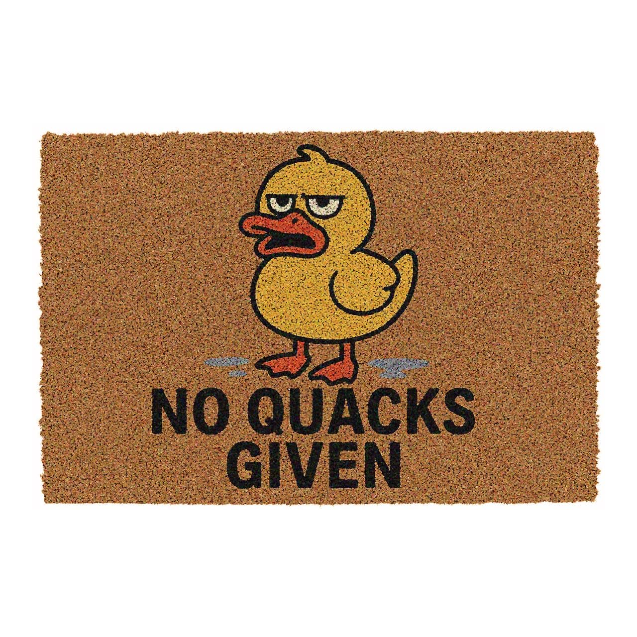 CKB LTD No Quacks Given Duck Themed Novelty Doormat Unique Joke Doormats Front Back Door Mats Made with a Non-slip PVC Backing, Natural Coir, Indoor Outdoor Size 60 x 40cm