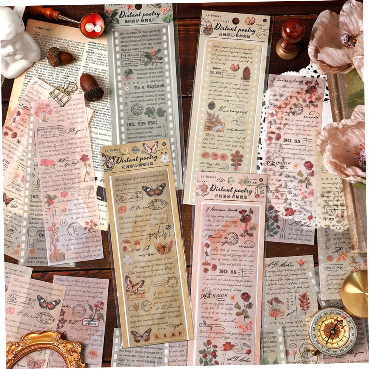 DOITOOL 20 Sätze Vintage Washi Tape Teiliges Klebeband für Scrapbooking Tagebuch und DIY Projekte und Vielseitig Einsetzbar Einzigartiges Design für Bastelarbeiten