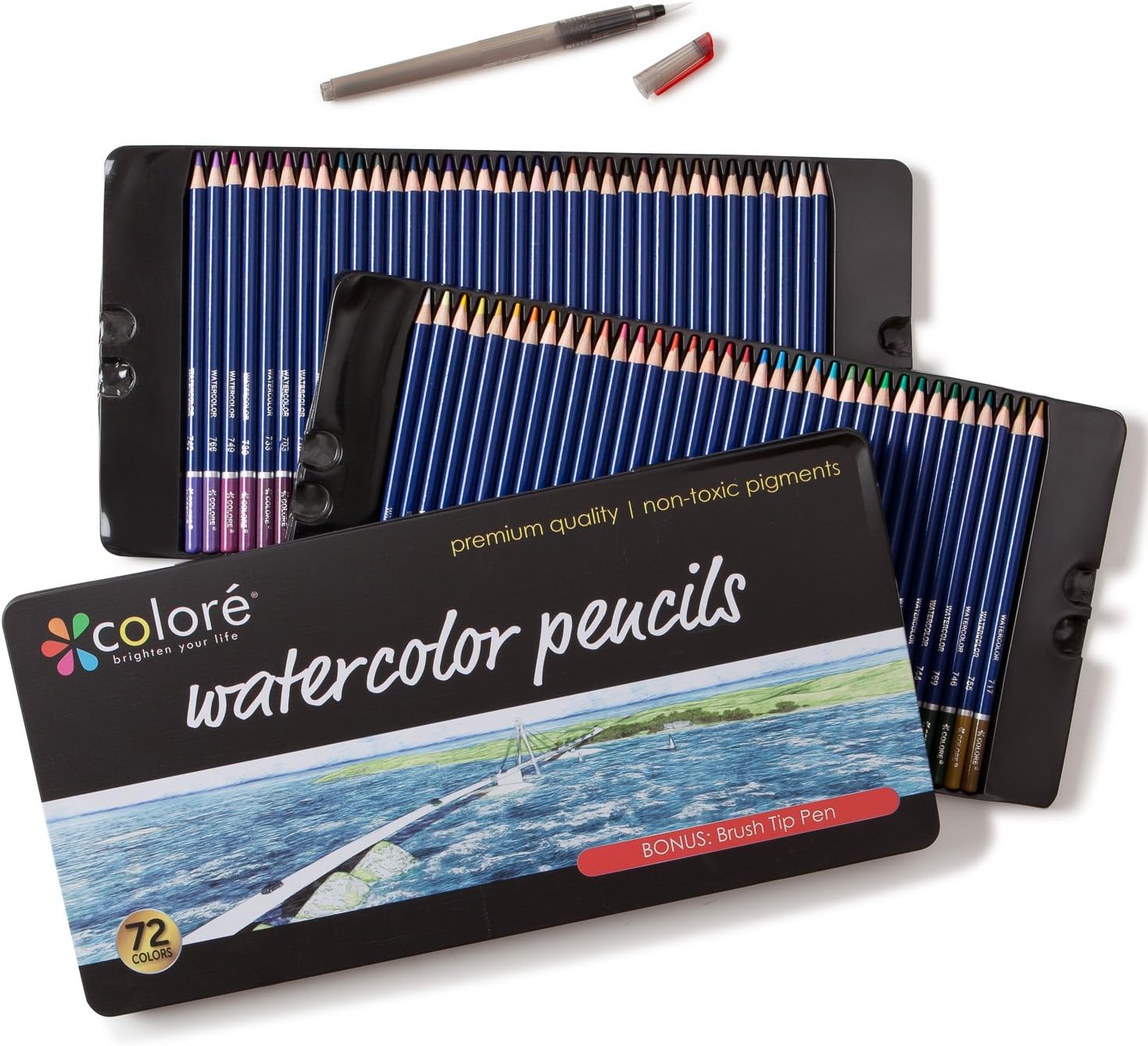 Water Soluble Pencils For Art Students & Professionals - Assorted Colors for Sketch Coloring Pages For Kids & Adults - Vibrant Colors For Drawing Books - Set of 72