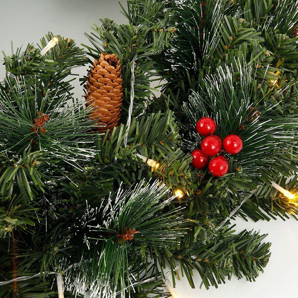 Guirlande Sapin Lumineuse 2,4m Avec 40 LEDs - Décoration Noël Intérieur/extérieur - 8 Modes Clignotants
