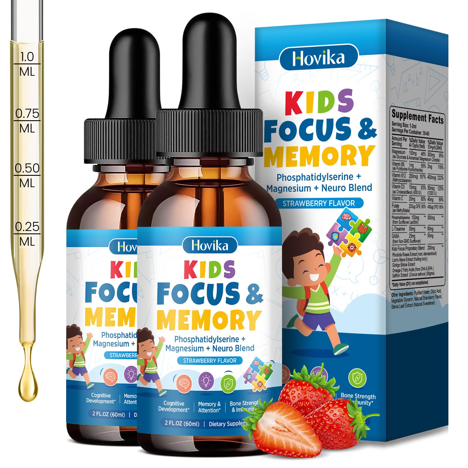Kids Focus and Attention Supplements with Phosphatidylserine, L-Theanine, Omega-3 & Magnesium Glycinate - Kids Brain Vitamins Liquid Drops - Supports Concentration, Memory, Sleep & Mood, Strawberry — Amazon image 11