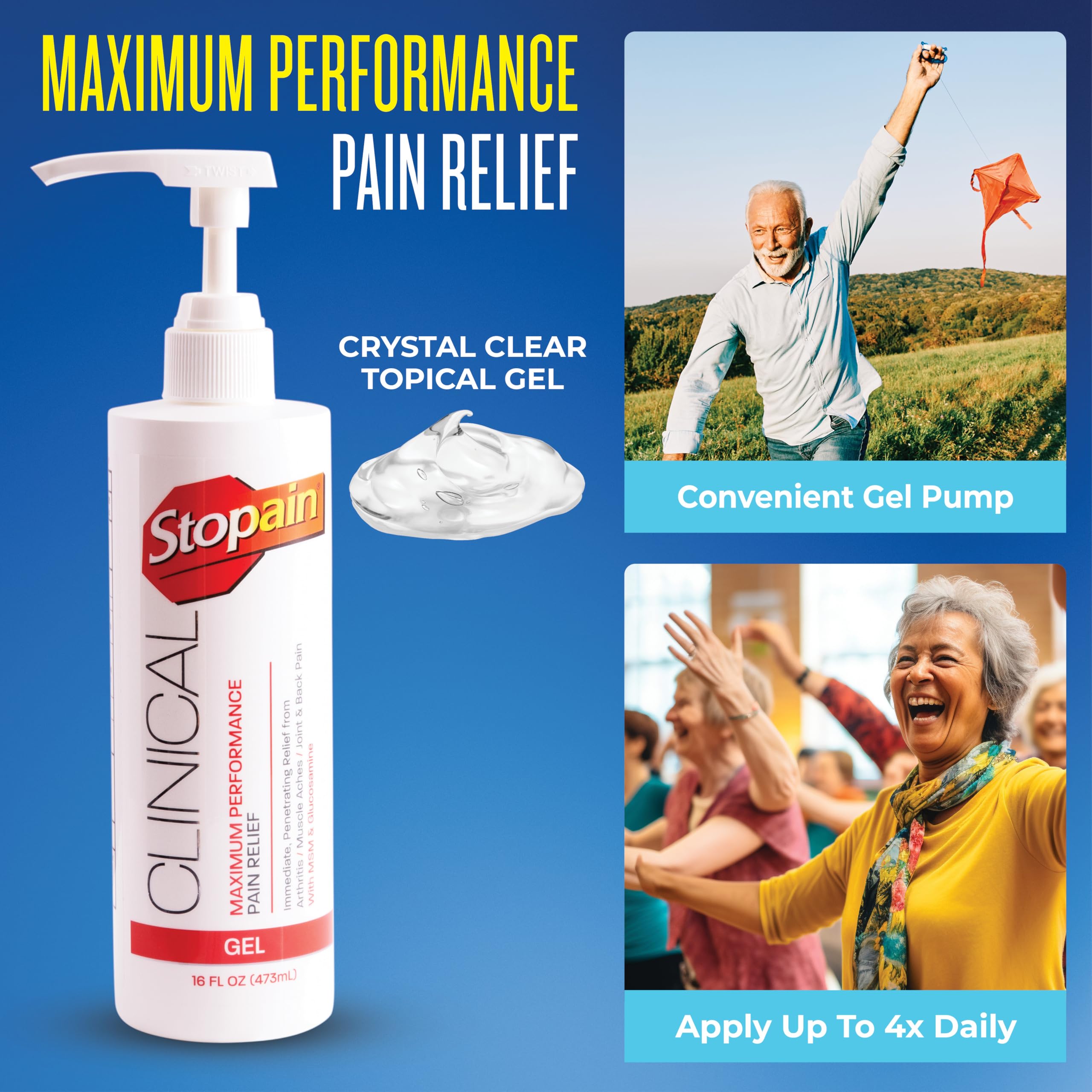 Stopain Clinical Pain Relief Gel 16 oz, Maximum Strength, Arthritis, Back — Amazon image 2