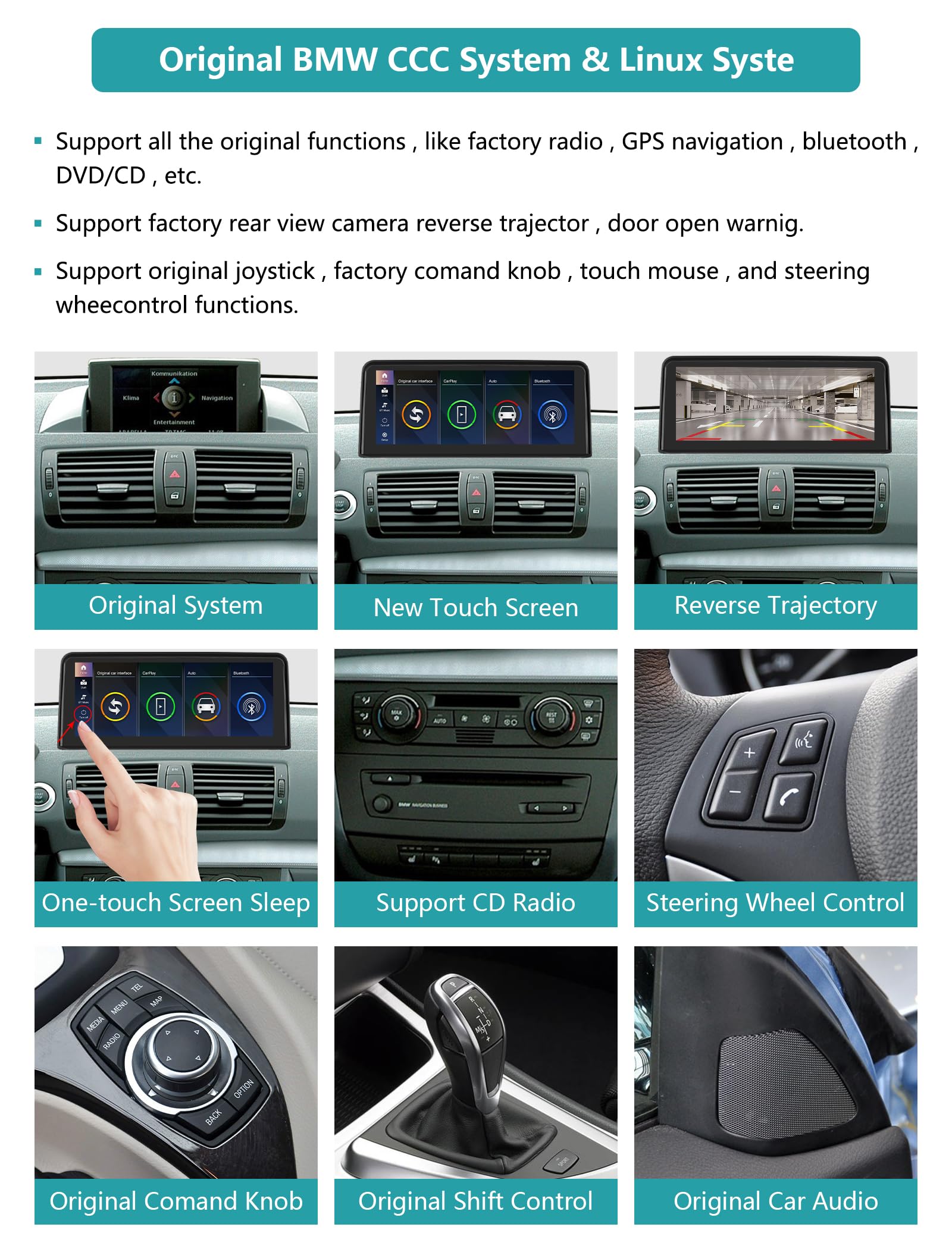 Pantalla táctil de Radio de Coche de 10,25 Pulgadas para BMW Serie 1 E81/E82/E87/E88 2004-2008 con Sistema CCC, Compatible con Apple CarPlay/Android Auto/Mirrorlink/Navegación