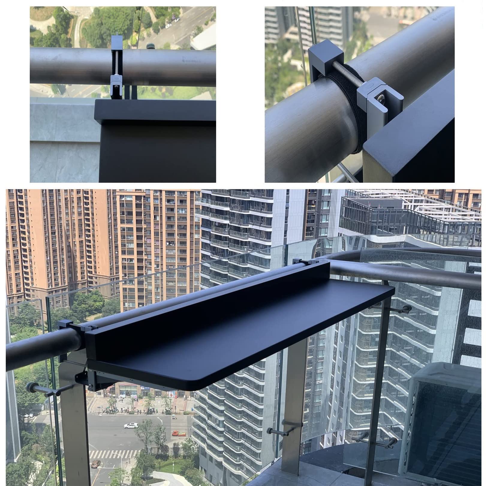 Balkonhängetisch Klappbar Hängend, Balkon-Hängetisch,5-Fach Höhenverstellbarer Hängetisch Kleiner Balkontisch Aufklappbar, Klapptisch, Wandtisch Für Terrasse Garten Geländer Tisch