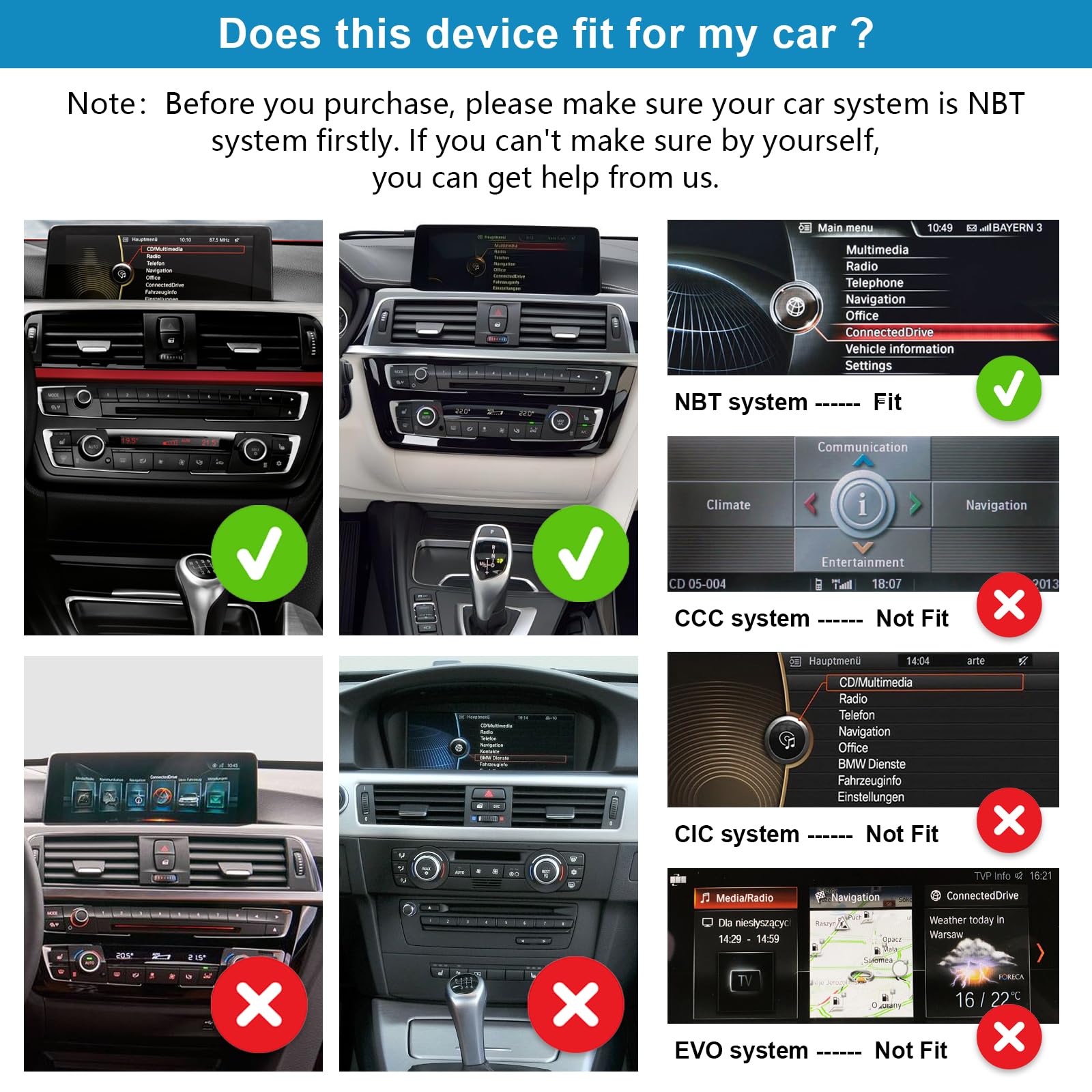 Radio samochodowe 10,25'' ekran dotykowy z Carplay i Android Auto dla BMW serii 3/4 F30 F31 F32 F33 F34 F35 F36 F80 z lat 2013-2016 z systemem NBT, obsługuje Mirrorlink, kamerę, nawigację