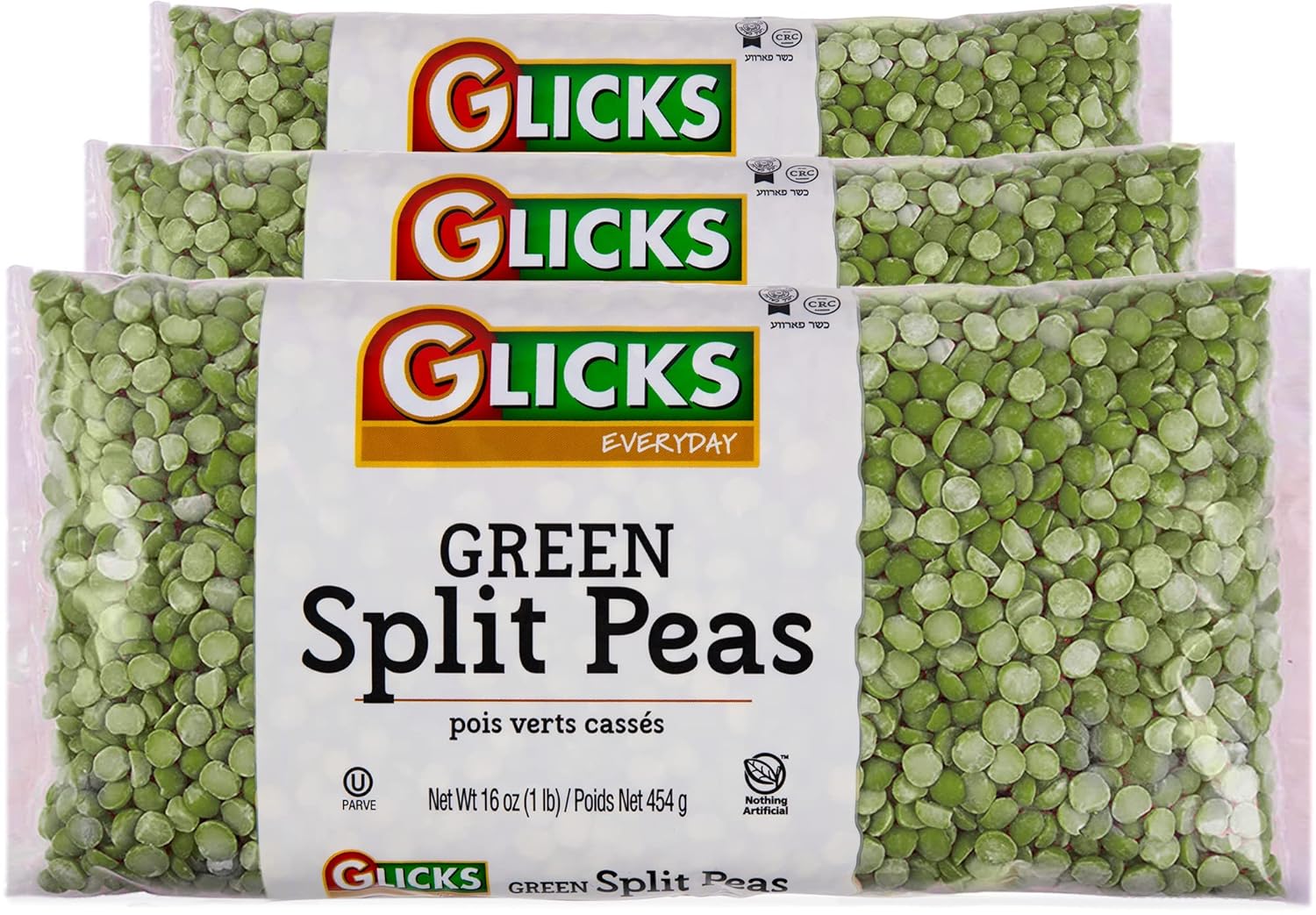 Glicks Green Split Peas, 16oz (3 Pack) Great in Salads