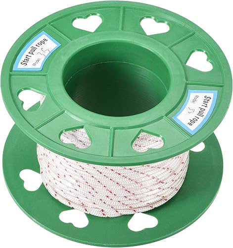 Miniatura 8 de uxcell Cuerda de arranque de retroceso, 0.177 in, 316 pulgadas de diámetro, 98.4 ft, 98 pies, cable de tracción de poliéster, blanco y rojo para