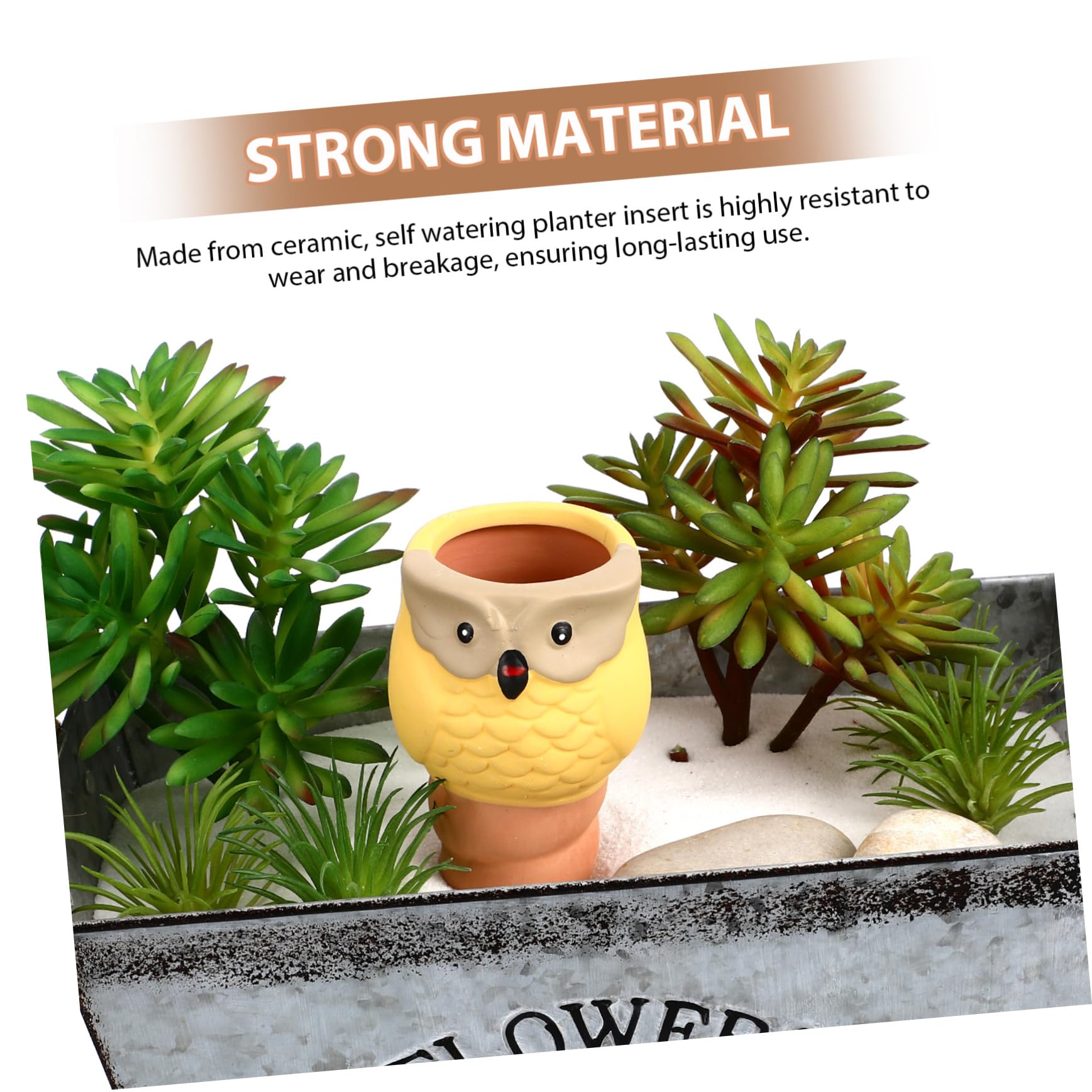 BESTonZON Dispositifs D'arrosage Automatique en Céramique de Hibou, 4 Pièces, Piquets pour Pots de Fleurs, Système Facile pour Arrosage Intérieur et Jardin