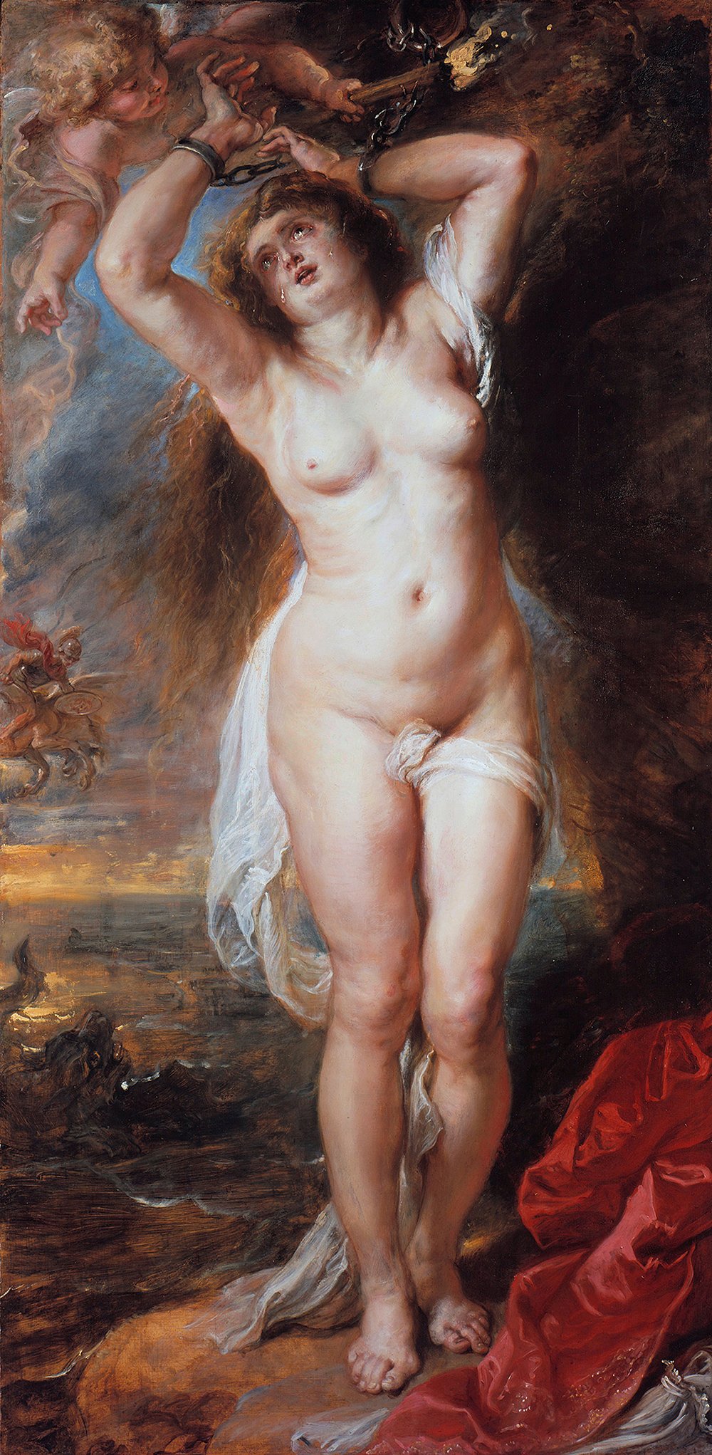 Tableau Rubens Andromeda XL pour habiller un mur vide avec un cadre marron elegant