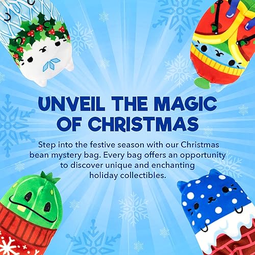 Vista 2 de Cats vs Pickles Paquete de 2 bolsas misteriosas de frijoles navideños – Peluches rellenos de frijoles sorpresa de 4 pulgadas, rellenos
