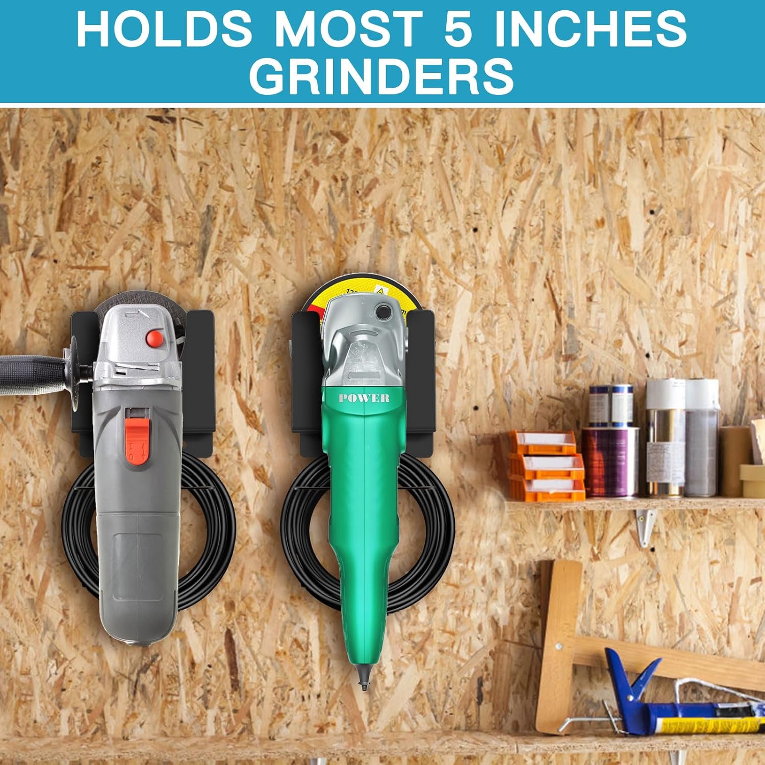 2 PCS Angle Grinder Stand Tool Wall mount Bracket for 5inch Grinder Holder. Angle Grinder Storage Rack for Angle Grinders, Cutters, Polishers etc