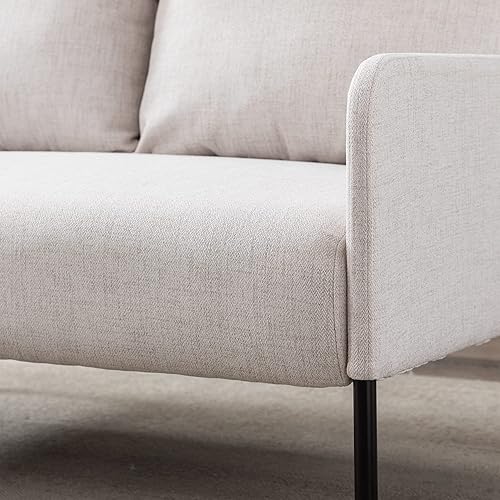 Miniatura 7 de chairus Sofá biplaza de lino moderno de 47.5 pulgadas de ancho de 2 plazas, cómoda silla tapizada para sala de estar, dormitorio, oficina, azul