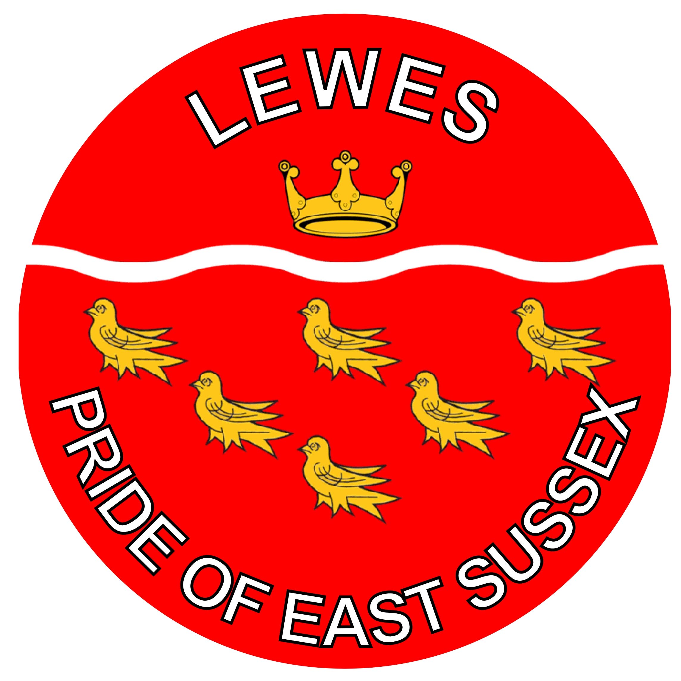 Lewes - Pride of East Sussex - (Two Pack) 80mm Diameter Car Bumper Window Decal Sticker
