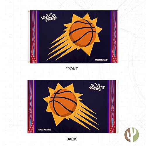 Miniatura 7 de Bandera de los Phoenix Suns NBA 100% poliéster para interiores y exteriores, 3 x 5 pies, banderas del equipo de la Asociación Nacional de Baloncesto