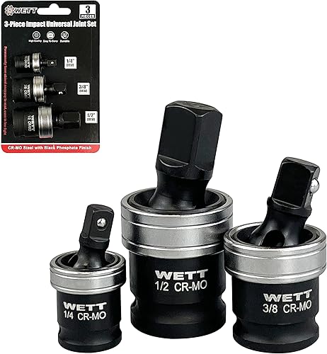 Impact - Juego de juntas universales, juego de adaptadores giratorios de 3 piezas, 12 pulgada, 38 pulgadas y 14 pulgadas, zócalo tambaleante de