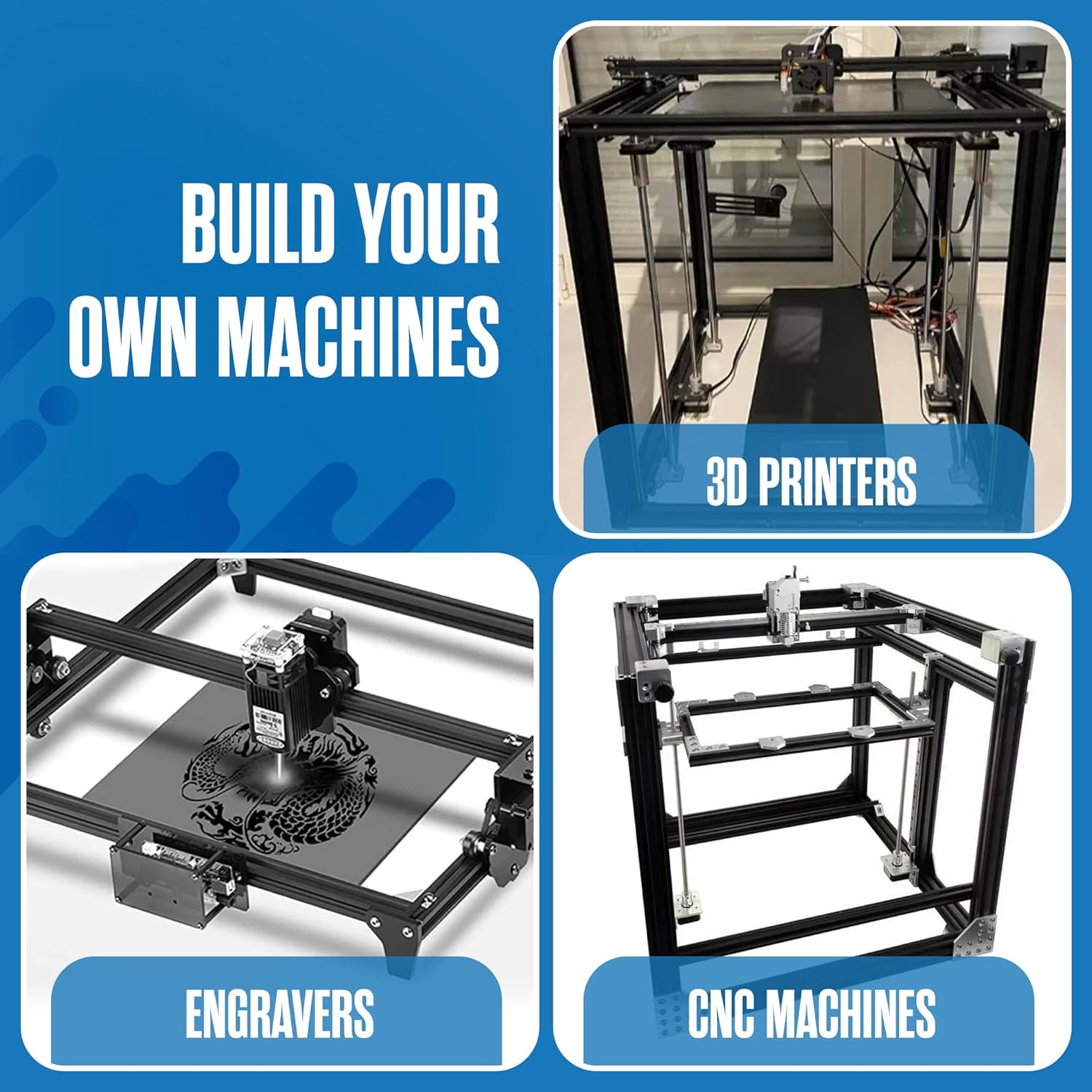 Houseables 2020 Aluminum Extrusion, Extruded Aluminum, 2020 Extrusion, T Slot Rail, Linear, Square Tube, Tubing, Tslot, Track Channel, 3D Printer, CNC, Framing, Frame Kit 48 Inch, 20mm x 20mm x 1220mm