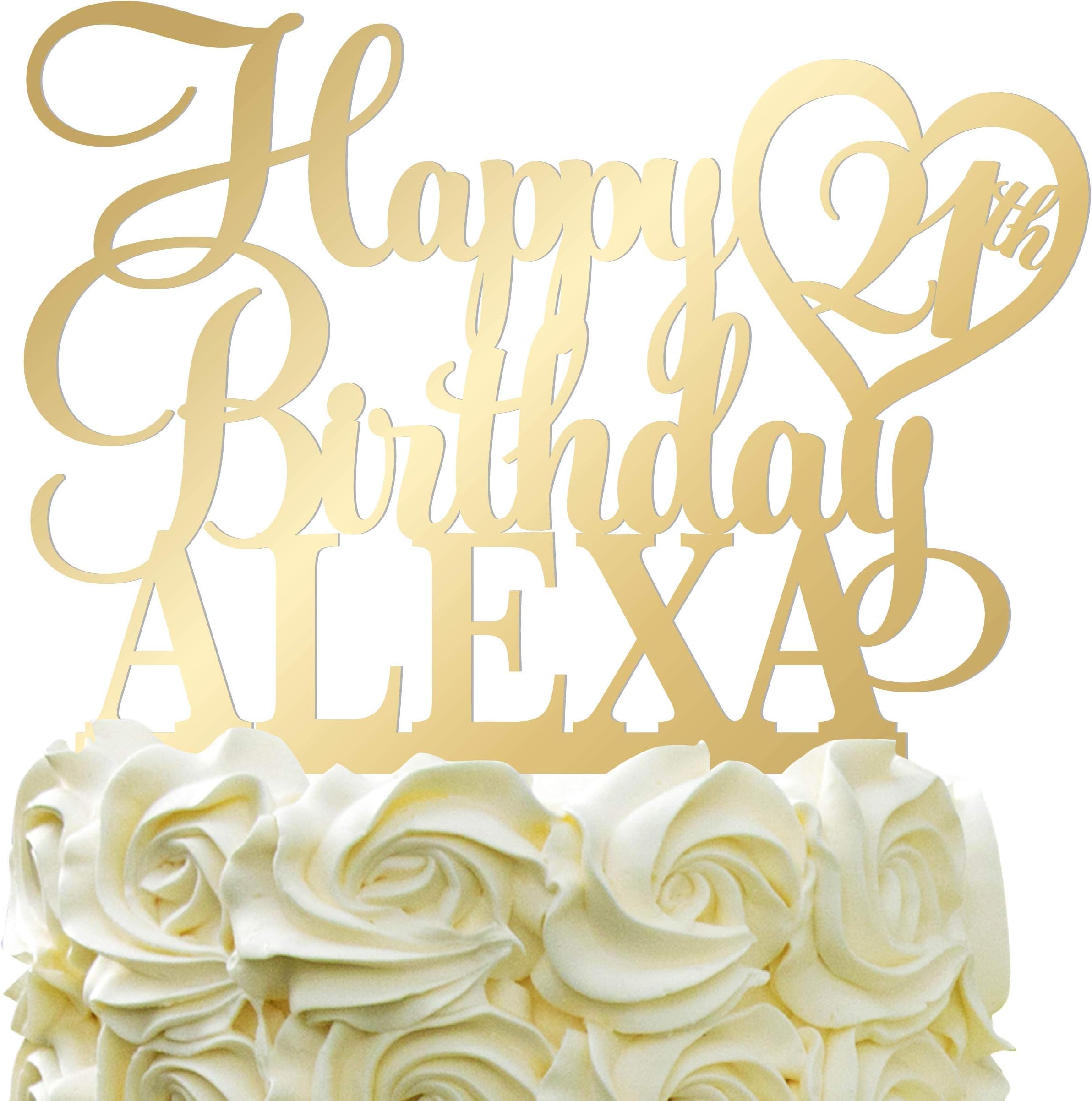 Happy Birthday Customize Birthday Cake Topper Personalized Name Age Cake Topper With Heart Cake Decoration For Party Mirrored Acrylic