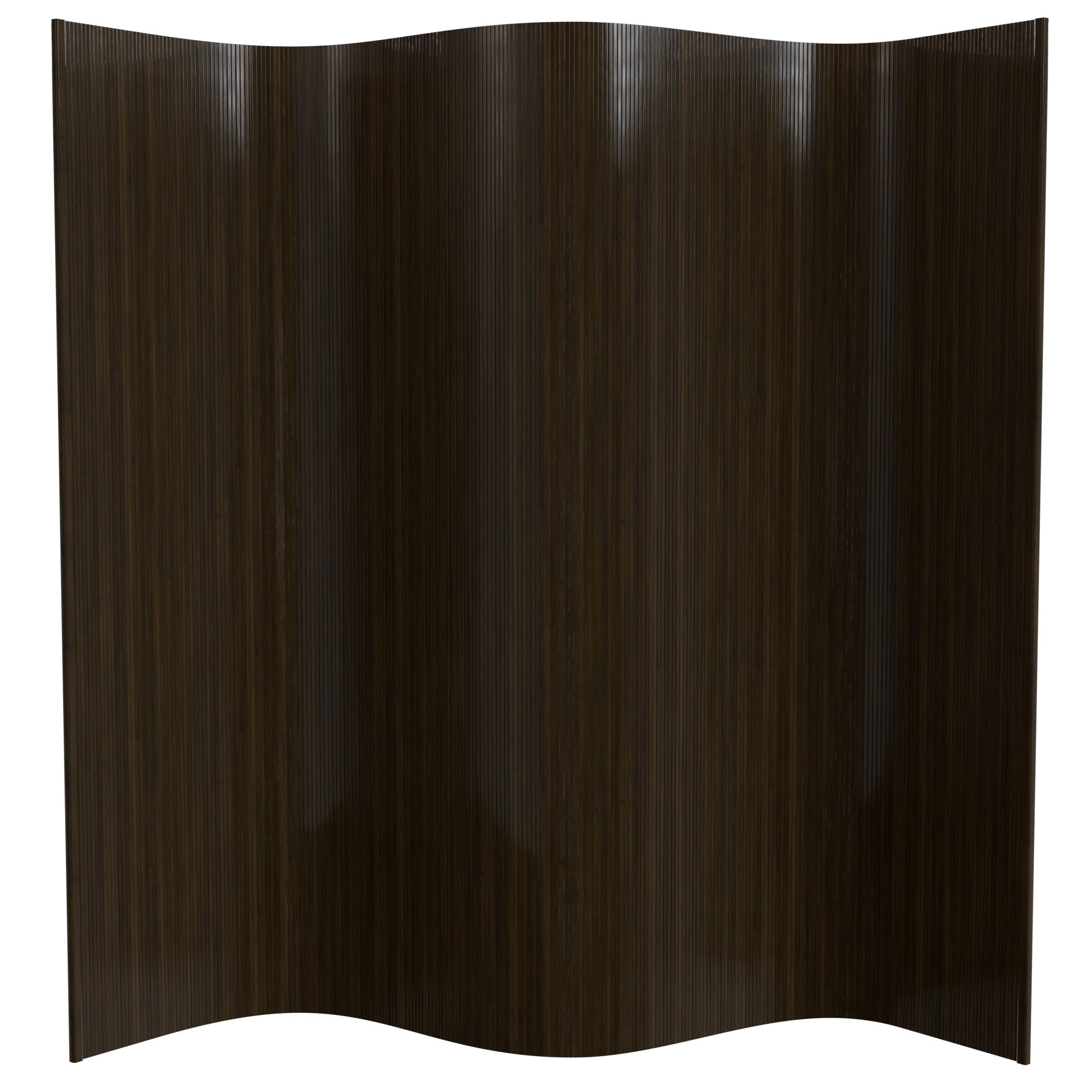 Red Lantern 7 ft. Tall Bamboo Wave Screen - Dark Mocha