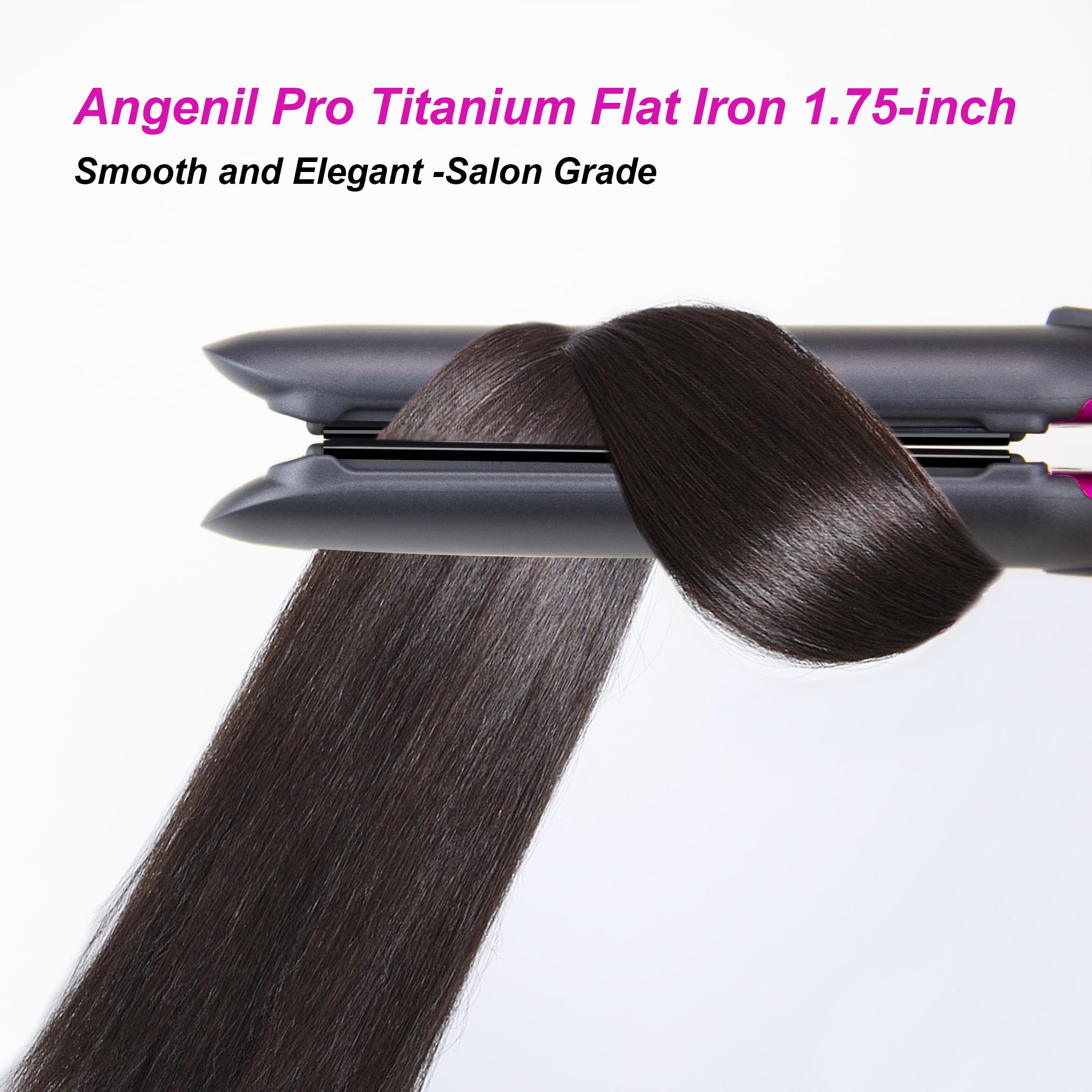 ANGENIL Ceramiczna prostownica do włosów 4,5 cm 2 w 1 Prostownica i lokowanie 130-240℃ Profesjonalna regulowana żelazko płaskie 15 Szybkie nagrzewanie Podwójne napięcie Prostownica do włosów LCD do