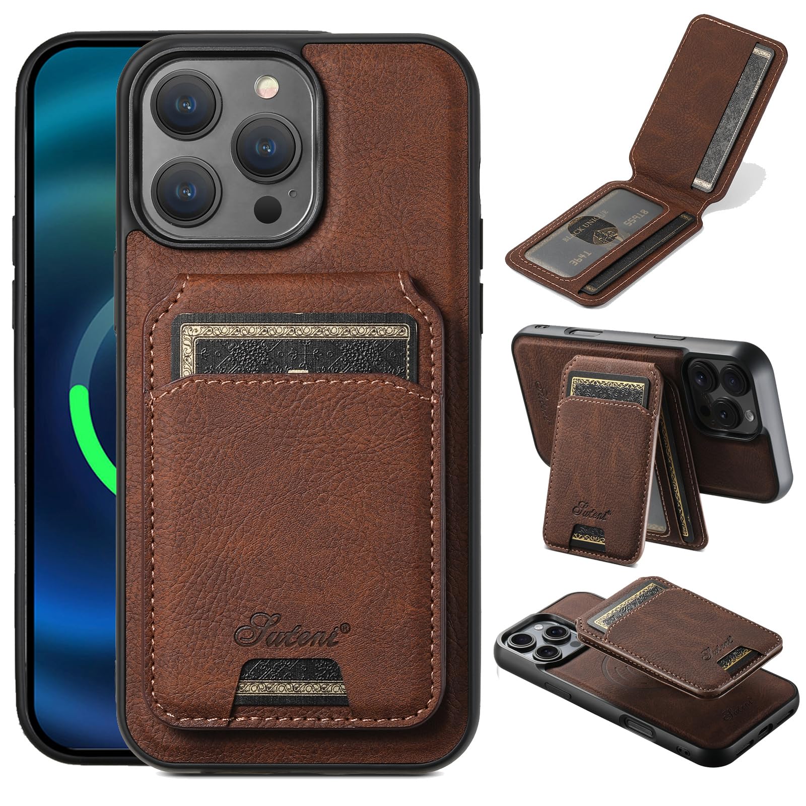 SZHAIYU 2 in 1 Detachable Magnetic Wallet Compatible with iPhone 16 Pro Max Case with Card Holder Faux Leather Men Women 6.9'' Kickstand Compatible