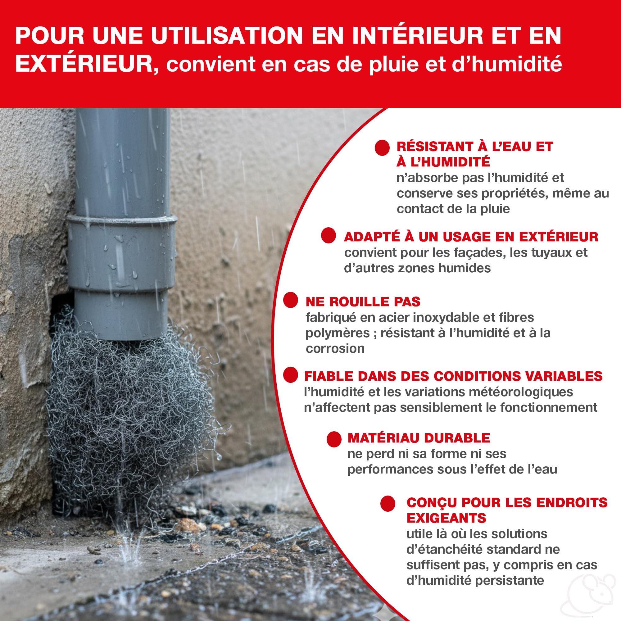 SWISSINNO Laine d’Acier Anti-rongeurs Anti-Intrusion – Maillage/Grillage INOX Durable -Grille Anti-Rat, Anti-Souris- pour Boucher Trous – Contre Souris, Rats, fouines & Insectes – 1×50 cm