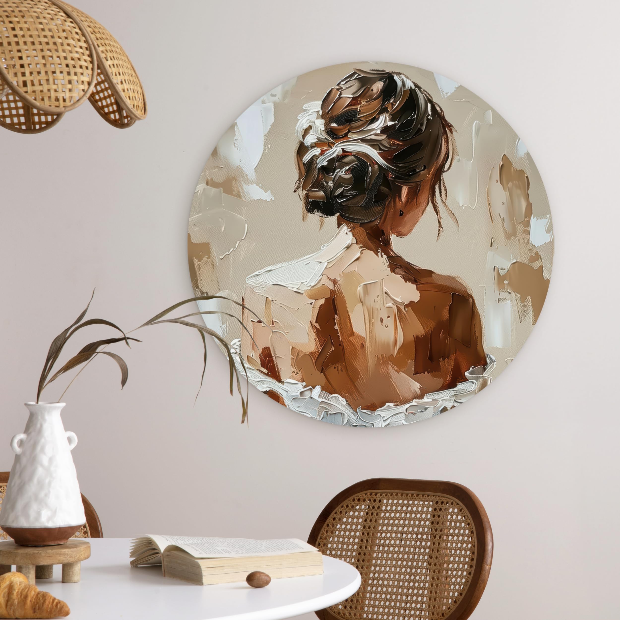 MuchoWow© Wandkreis Ø60 cm Home Decorations Wand Deko Wall Wohnzimmer Schlafzimmer Küchen Kinderzimmer Badezimmer Wanddeko Dekoration Bedroom Frau - Farbe - Abstrakt - Beige - Modern