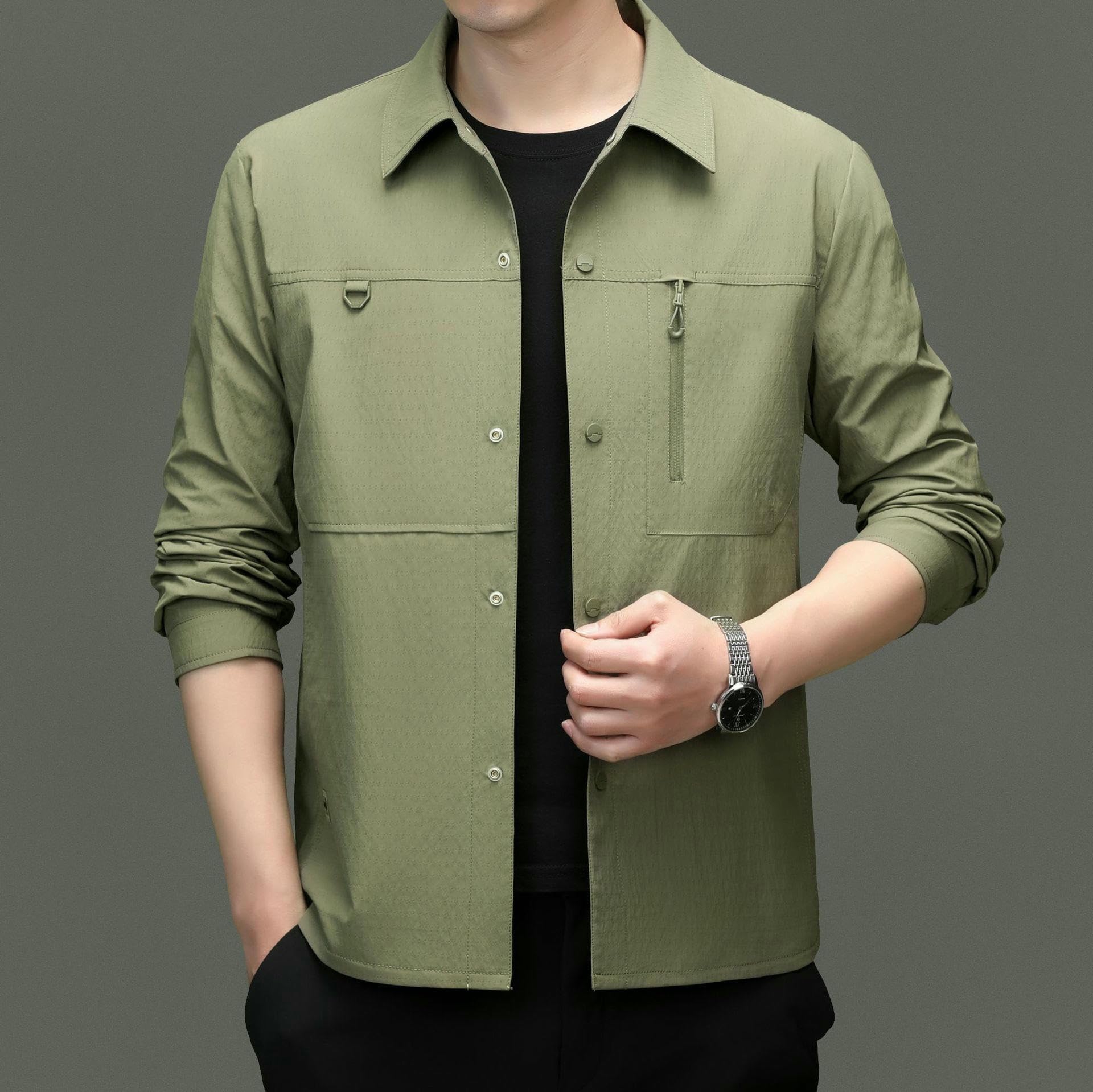 Giacca da uomo primavera colletto camicia monopetto taglio stretto