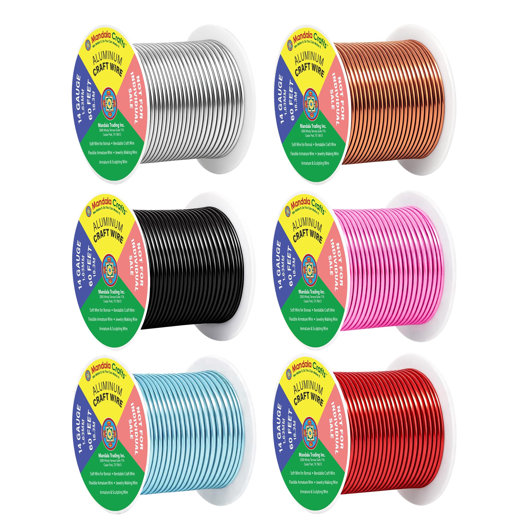 Mandala Crafts 14 GA Red Copper Black Assorted Anodized Aluminum Craft Wire