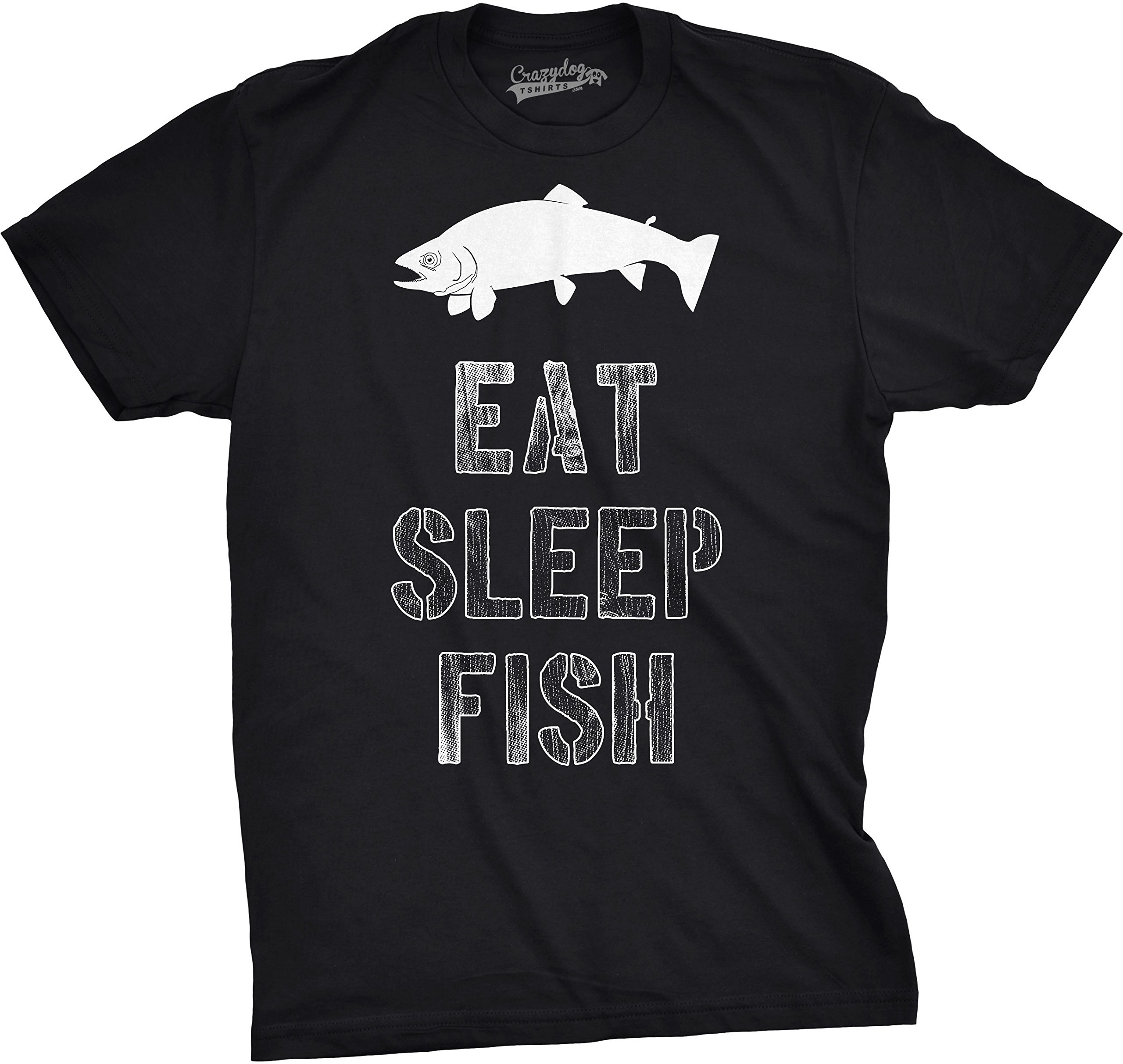 Crazy Dog T-ShirtsMens Eat Sleep Fish T Shirt Funny Sarcastic Novelty Fishing Lover Gift for Dad