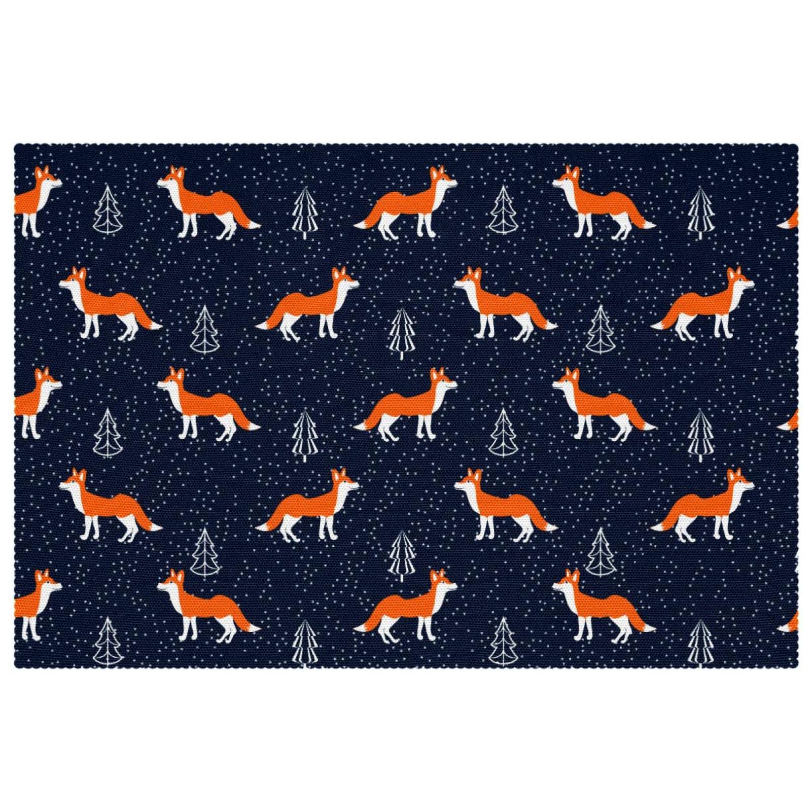 Sets de table résistants à la chaleur lot de 4 en Oxford lavable motif renards et arbres
